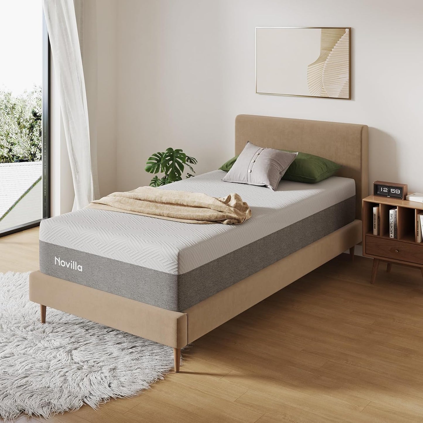 Novilla Twin Mattress - 10 Inch Gel Memory Foam for Cool Sleep & Pressure Relief | Medium Plush Design