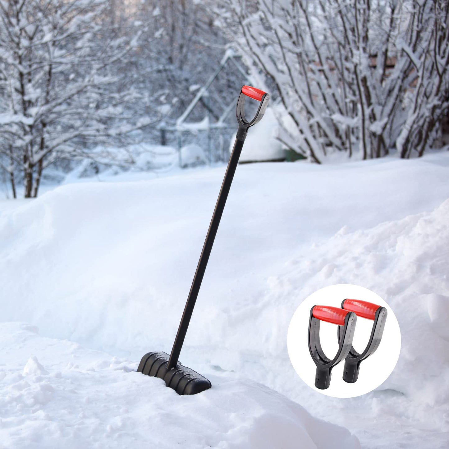Jiozermi 2 Pcs Plastic Shovel D Grip Handles, 32mm / 1.26" Inner Diameter Spade Handle, Shovel Handle for Digging Raking Tools, Red