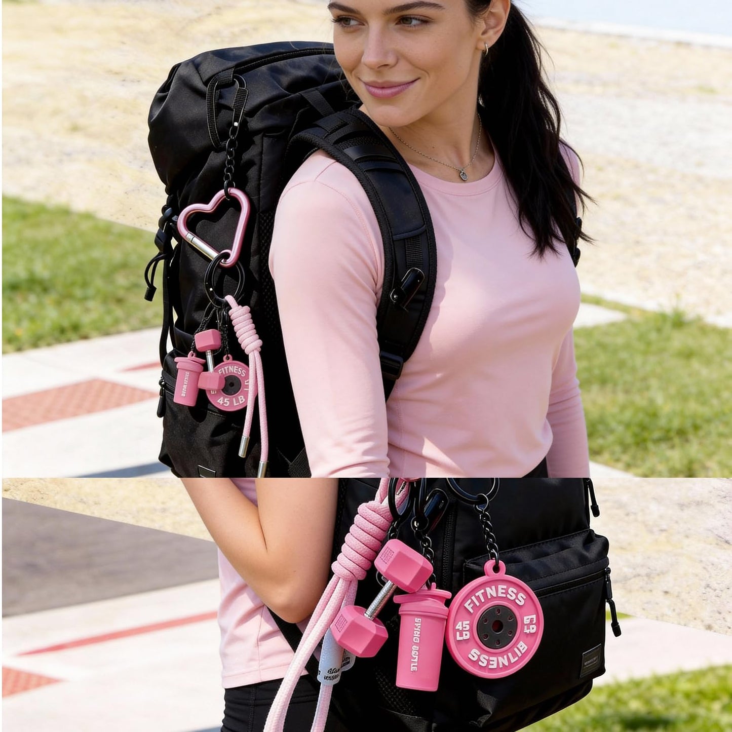 Hubaltuye Gym Keychain, Gym Bag Accessories, With Durable Design, Stylish Pink Gym Accessories for Women and Men, Fitness Enthusiasts Bag Decoration