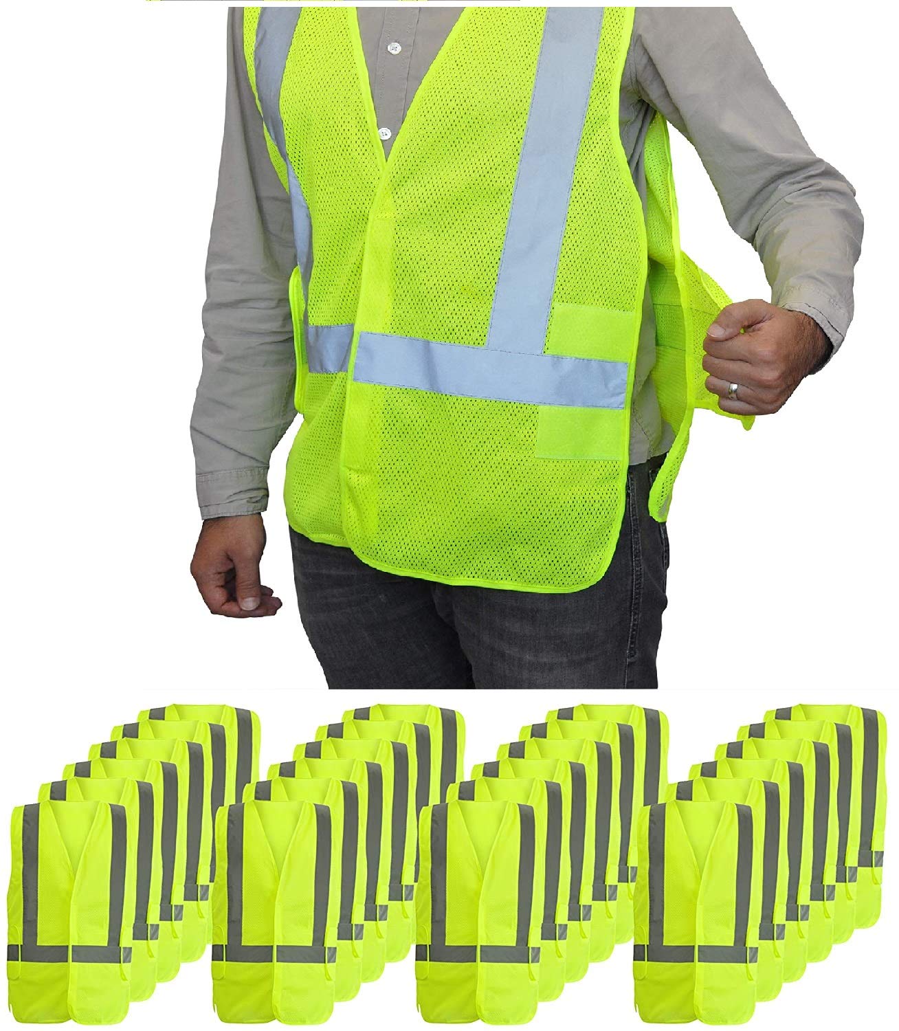 NYOrtho High Visibility Reflective Safety Vest – ANSI/ISEA Class 2 – Neon Yellow Mesh Vest for Men & Women – Adjustable Fit 32"-44" – Lightweight Hi Vis Construction & Traffic Gear