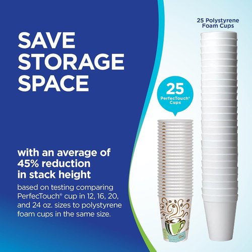 Dixie PerfecTouch 12 oz Paper Coffee Cups - Coffee Haze Design | 500 Count for Easy Serving