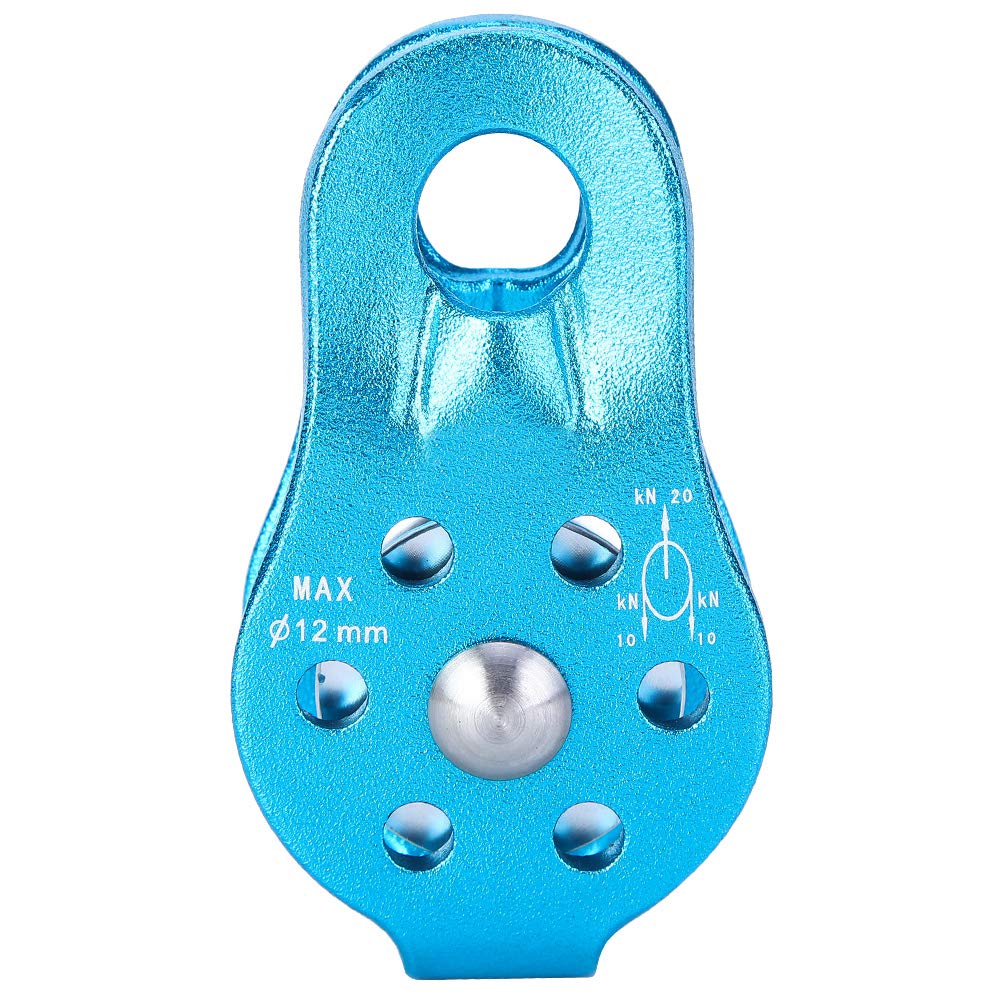 Omabeta Pulley, Heavy-Duty Aluminium Alloy Construction with Smooth Rotation, Single Rope Pulley Block, for Climbing and Hauling, Blue, for 8-12mm Rope