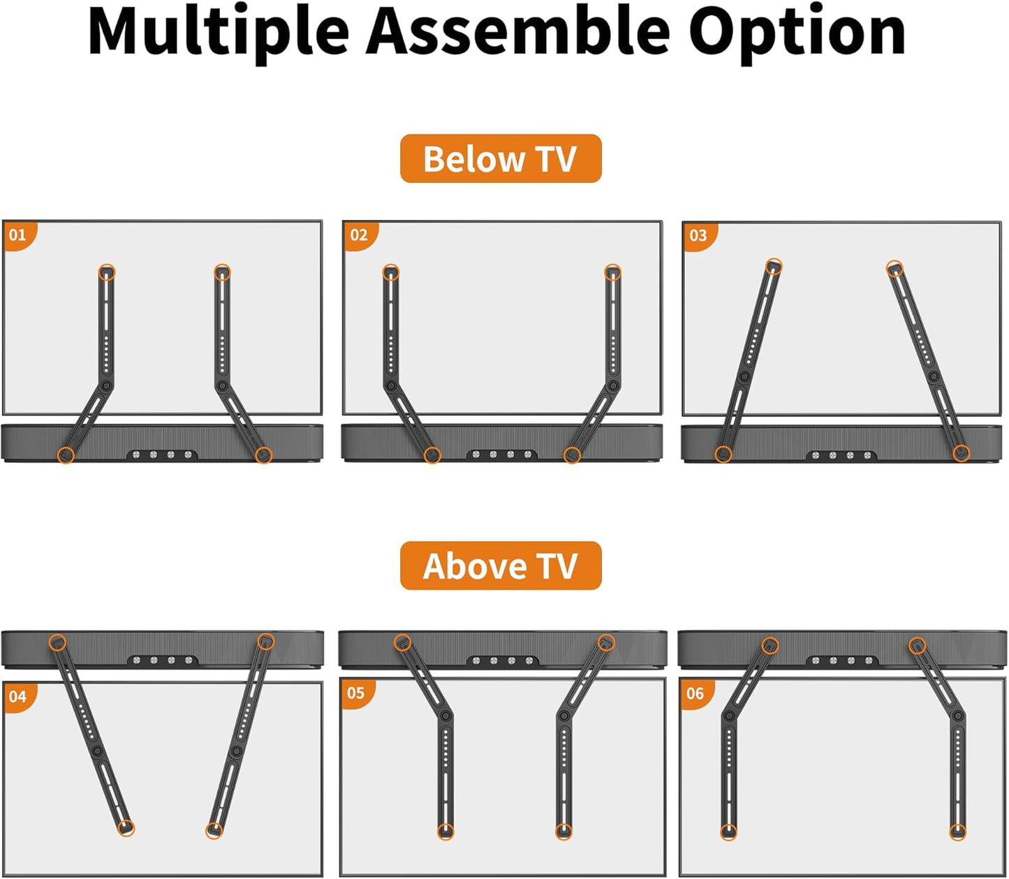 XINLEI 23 65 Inch 22 lbs SBR303 Universal Sound Bar Mounts with Detachable Long Extension Plates Fits Most to TVs