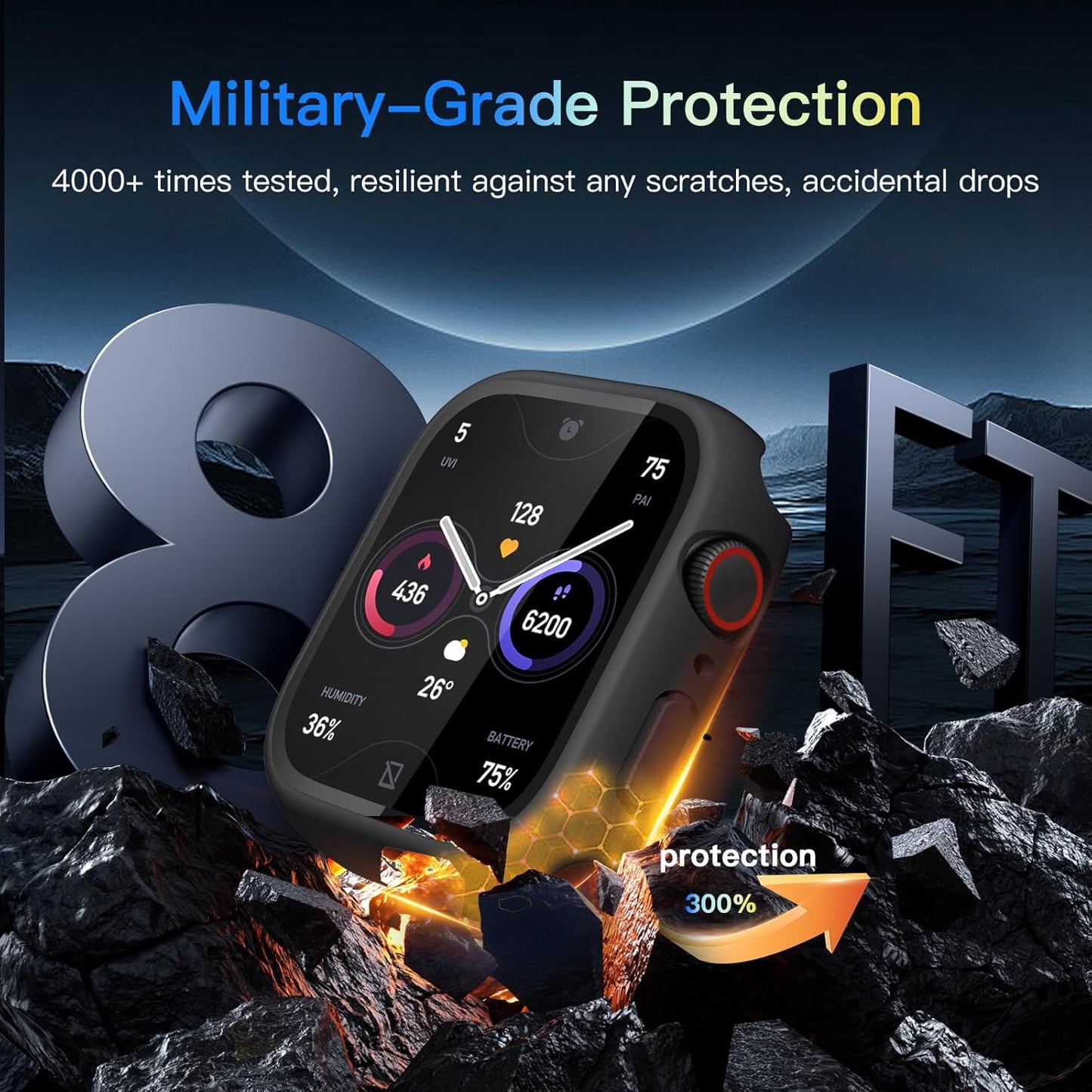 2 Pack 2nd 3 6 5 4 44mm, Waterproof Privacy Hard PC Case with Tempered Glass Screen Protector for Apple Watch SE SE Gen