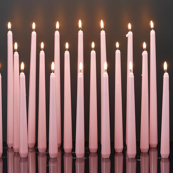 MTLEE Taper Candles 8/10/12 Multi Height Unscented Taper Candles 8 Burn Hours for Dinner Decorative Home Decoration Wedding Party Candlesticks(Pink,36)