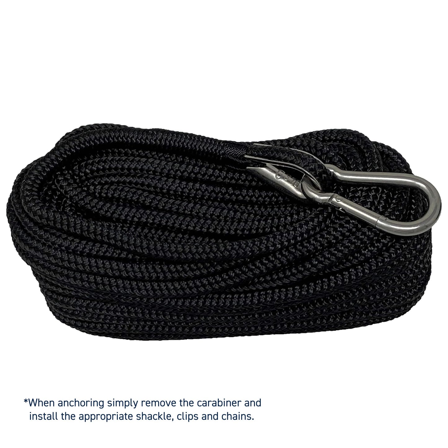 RainierSupplyCo Boat Anchor Rope - Double Braided Marine Rope Anchor Line - 50ft Nylon Boating Line with 316 Stainless Steel Thimble and Heavy Duty Marine Grade