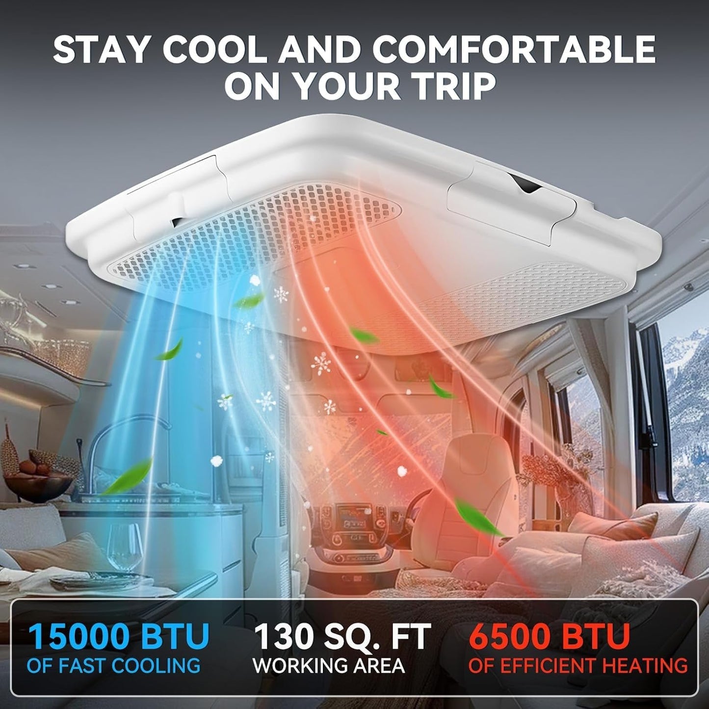 Aspligo 115v air conditioner 15000BTU Rooftop RV Air Conditioner, Hating and Cooling 115 volt Quiet Indoor Outdoor rv camper ac unit for Motorhome Sleeper Semi Truck Trailer Rotary compressor