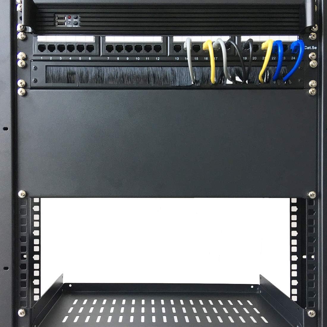 JINGCHENGMEI 2 Pack-1U 19-inch 19" (BF01UAB2PC) Brush Panel Rack Mount Disassembled Cable Management Panel with Brush