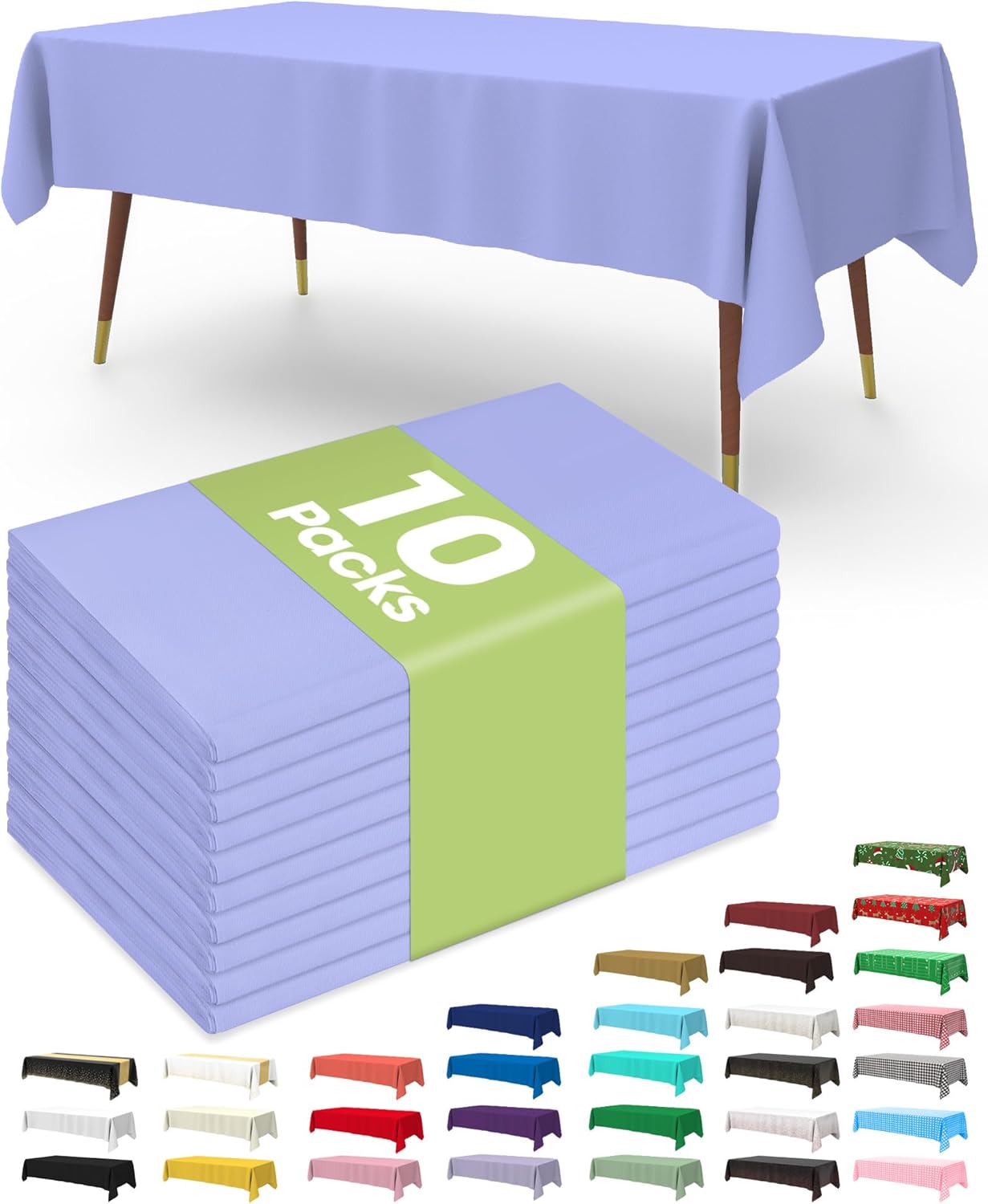 Pureegg Premium Disposable Table Covers - 10 Pack, 54x108 Inch Black for Rectangular Tables