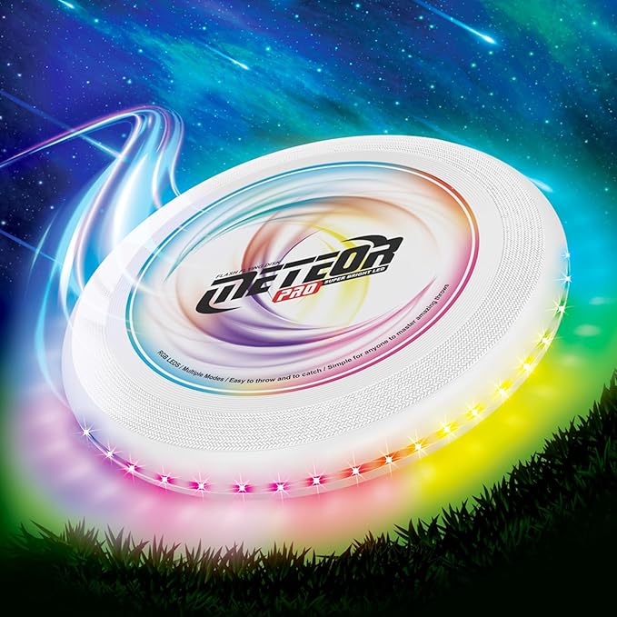 Light Up Flying Disc with 16 Millions Colors-45 LEDs & 13 Light Modes Flying Ring, Glow in The Dark Flying Disc for Adult Kid Teen Rechargeable&Waterproof Camp Beach Toy Birthday Gift
