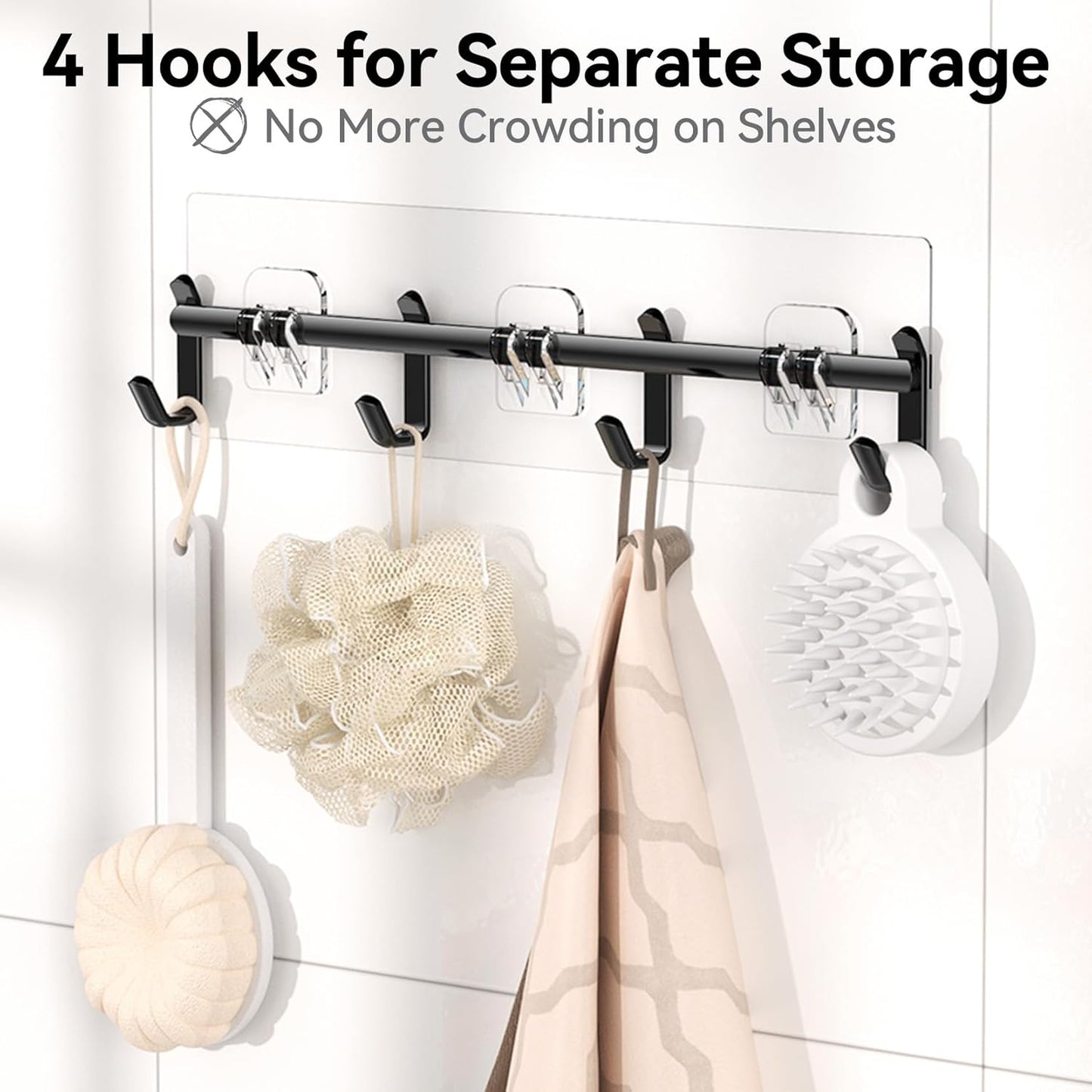 YASONIC Shower Caddy - 6 Pack Adhesive Pads for Easy Installation and Organization