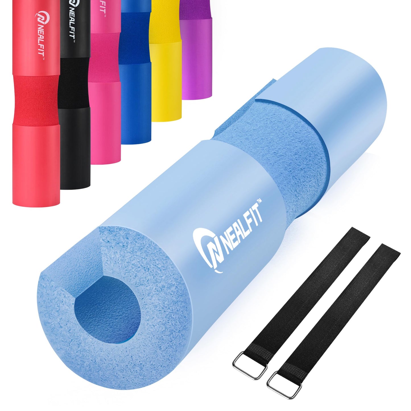 NEALFIT Barbell Pad Squat Pad for Squats—Squat Bar Pad—Great for Weightlifting,Lunges and Hip Thrusts—Foam Sponge Pad—Fit Standard and Olympic Bars Perfectly (Light Blue)