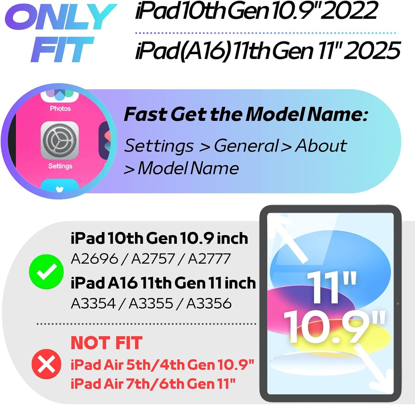 MRWHO (A16) 11th 11 inch 2025/ 10th 10.9 inch 2022 11 10 Kids Case for iPad Generation Generation - Sturdy Lightweight