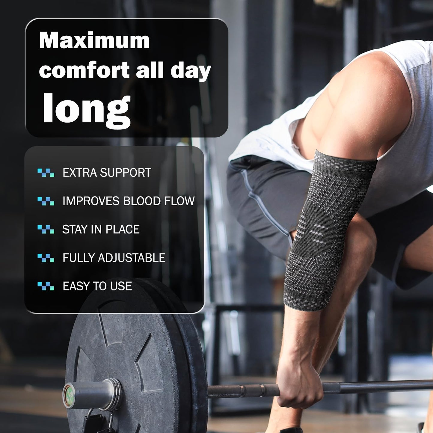 POWERLIX Elbow Brace Compression Support - Elbow Sleeve for Tendonitis, Tennis Brace and Golfers Treatment, Arthritis, Workouts, Weightlifting – Reduce Elbow Pain (Black, S)