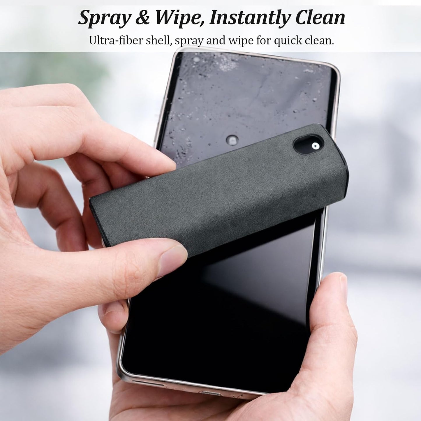 Attkryy 2 Pack Portable Screen Cleaner Spray Bottle with Microfiber Cloth Wipeable Shell Mini Cleaning Kit for Phone