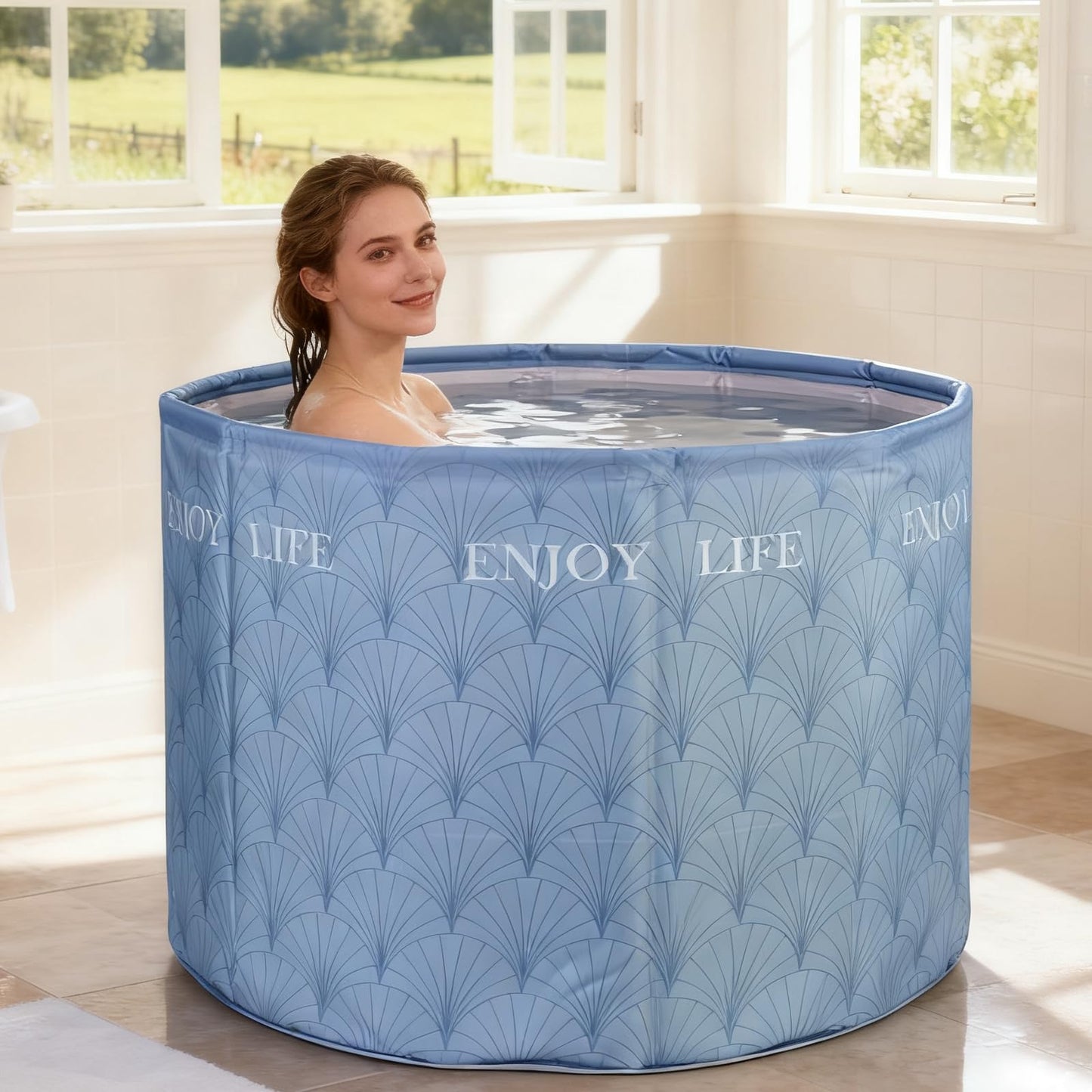 GENDLTHIJ Foldable Bath Tub for Adults, Large Foldable Hot Ice Plunge Tub for Recovery, Collapsible Hot Cold PlungeTub Suitable for Home Outdoors Gyms (Insulation)