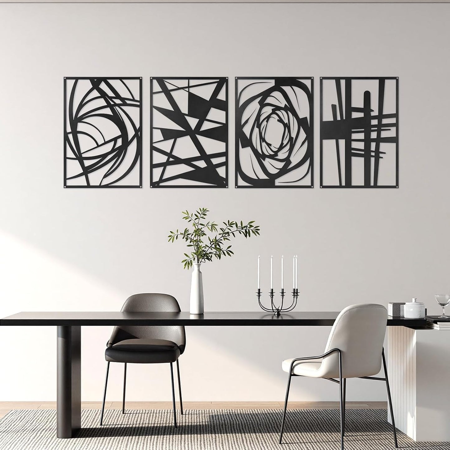 Skiennix Black Abstract Metal Wall Art - Modern Minimalist 3D Textured Decor | 15.7 x 10.6 Inch for Living Room, Bedroom, Office