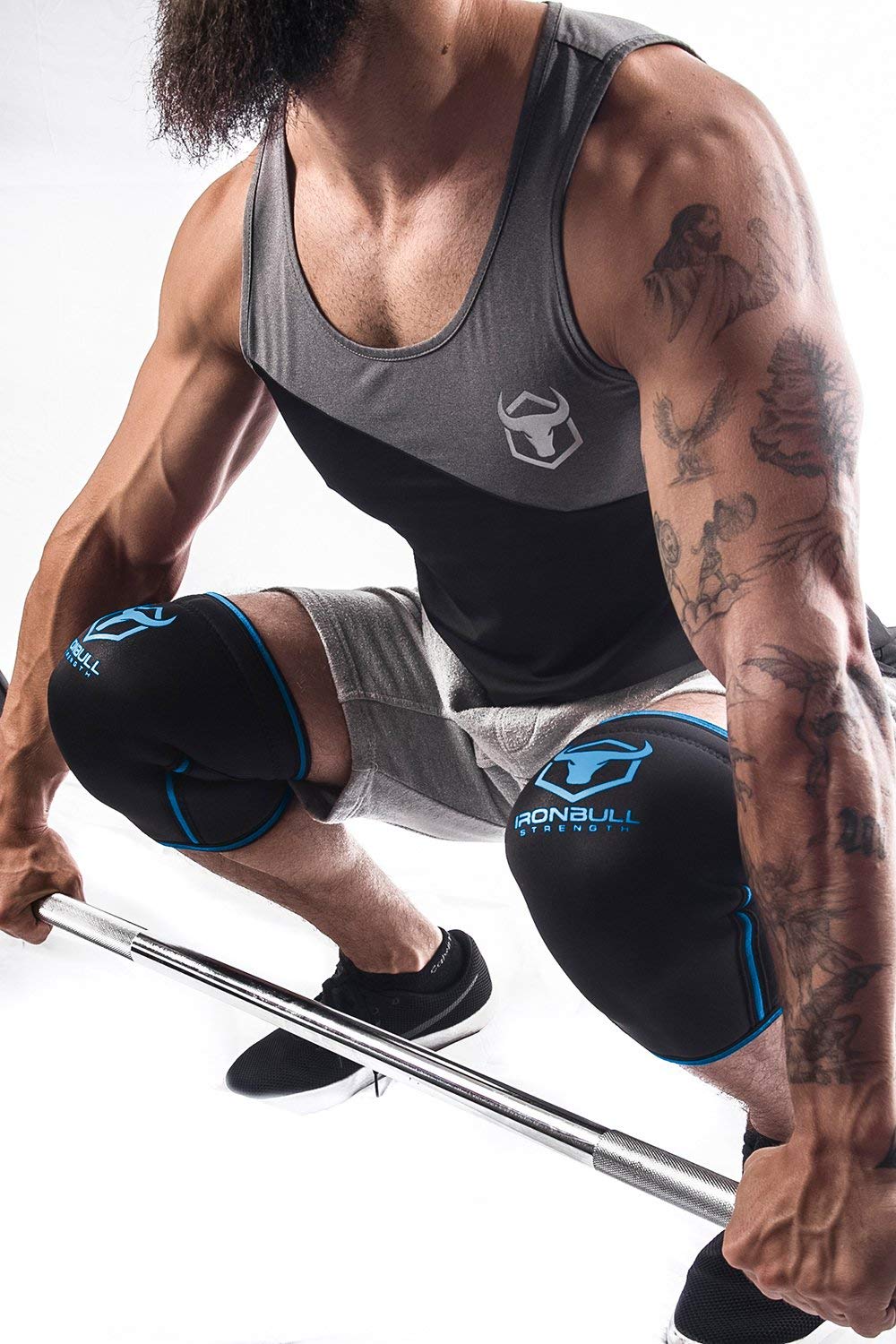 Knee Sleeves 7mm (1 Pair) - High Performance Knee Sleeve Support For Weight Lifting, Cross Training & Powerlifting - Best Knee Wraps & Straps Compression - For Men and Women (Black/Blue, XX-Large)