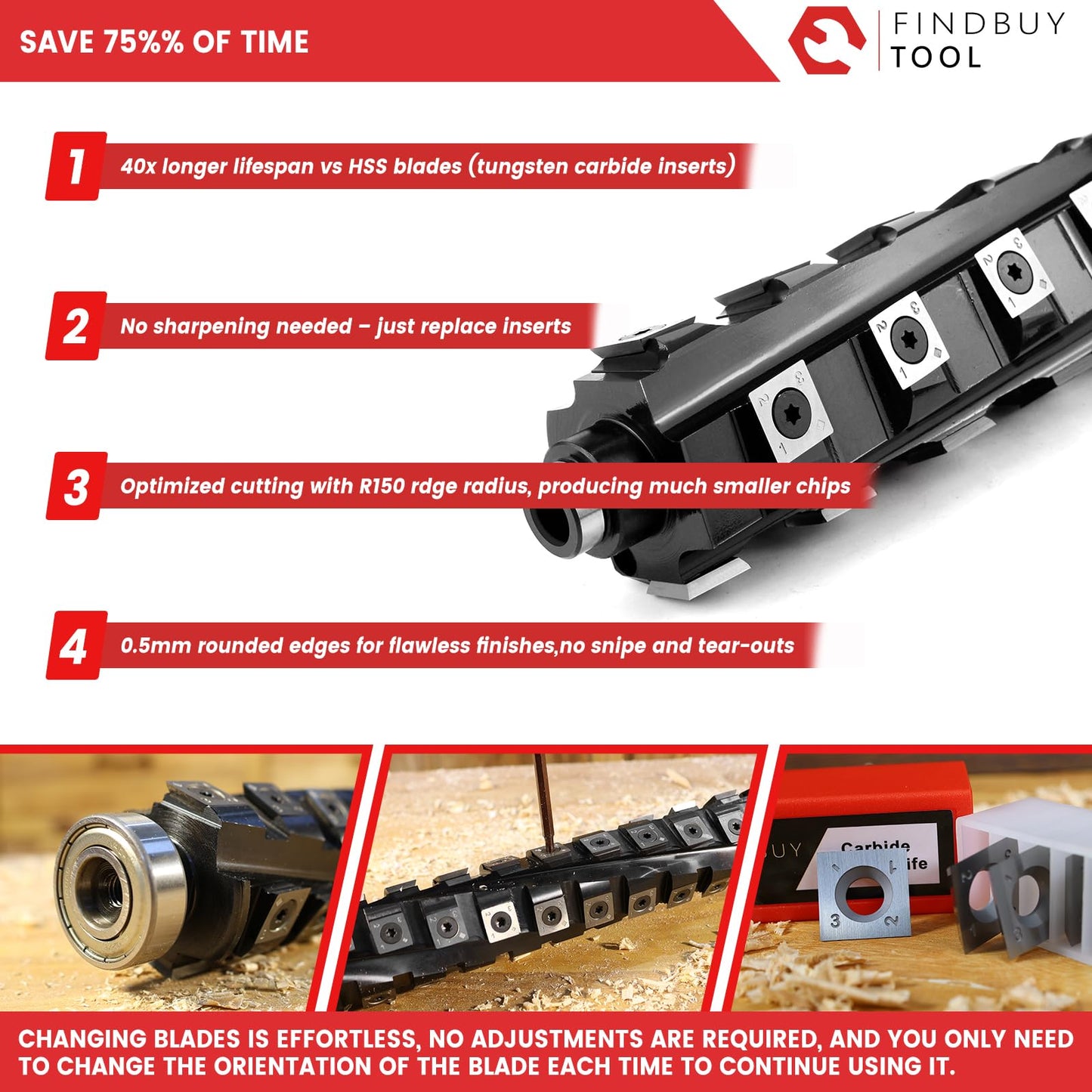 FINDBUYTOOL Helical Cutterhead for Ridgid R4331 13 Inch Thickness Planer – Smoother Finish, Reduced Noise, Minimal Tear-Out – Compatible with Hardwood and Softwood