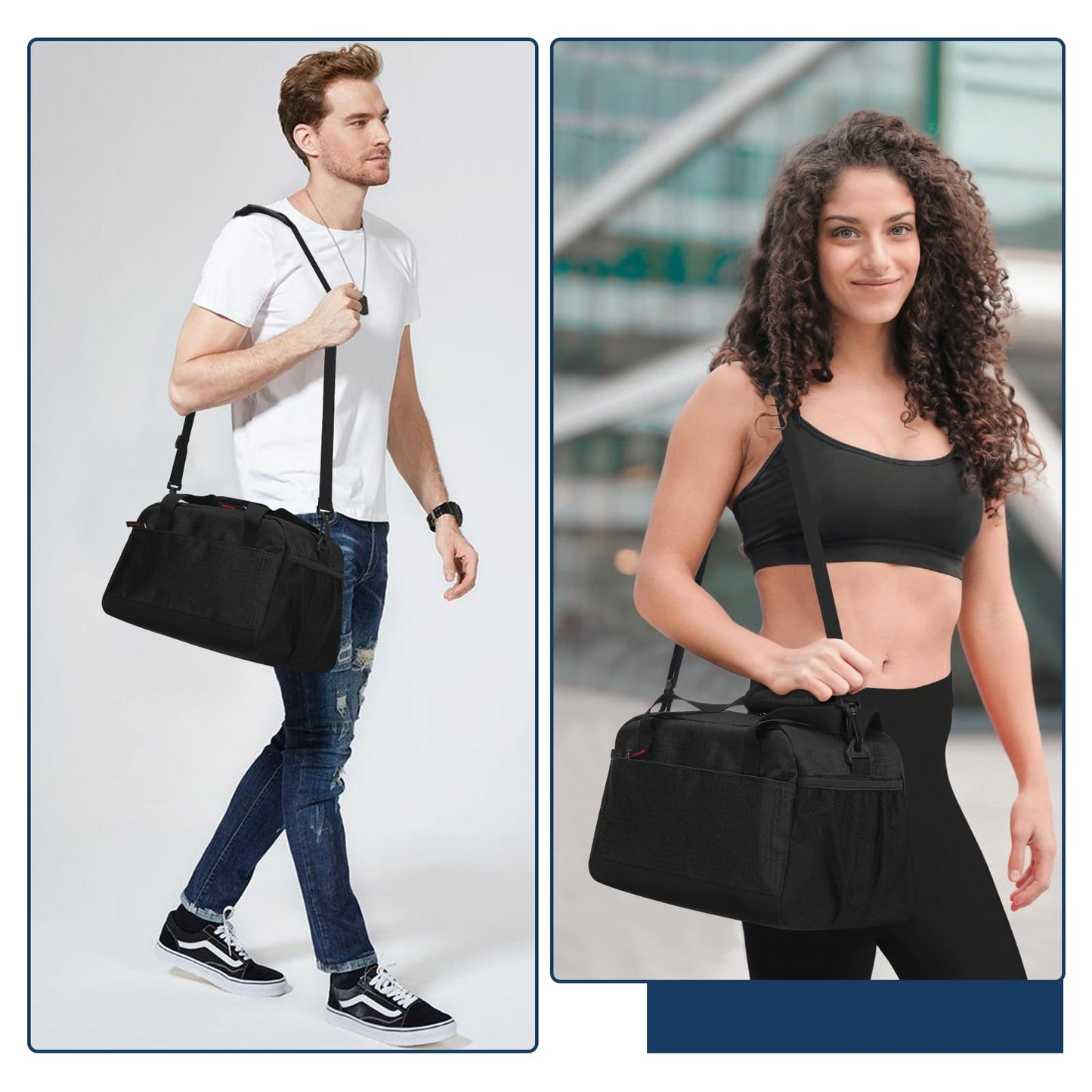 THSOGO Small Gym Bag with Wet Pocket - 14 inch Mini Duffle Bag for Men & Women Lightweight Carry On Bag for Travel Sport - Black