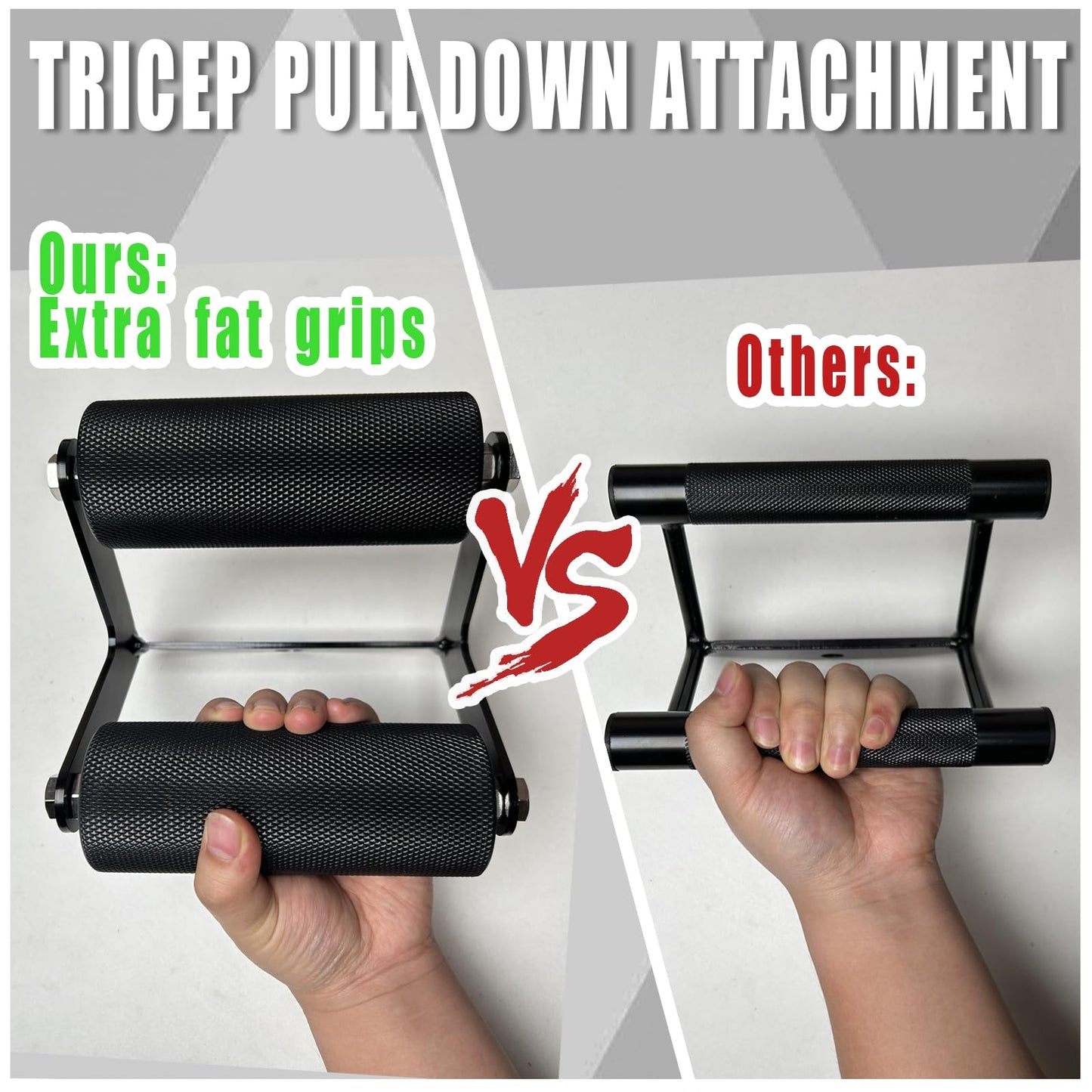 Arm Wrestling Handles, Fat Armwresting Training Equipment Lat Pulldown Attachments D Handle, V Bar Cable Machine Attachments, Gym Handles for Forearm, Wrist Strength Training Equipment (Large Grip)
