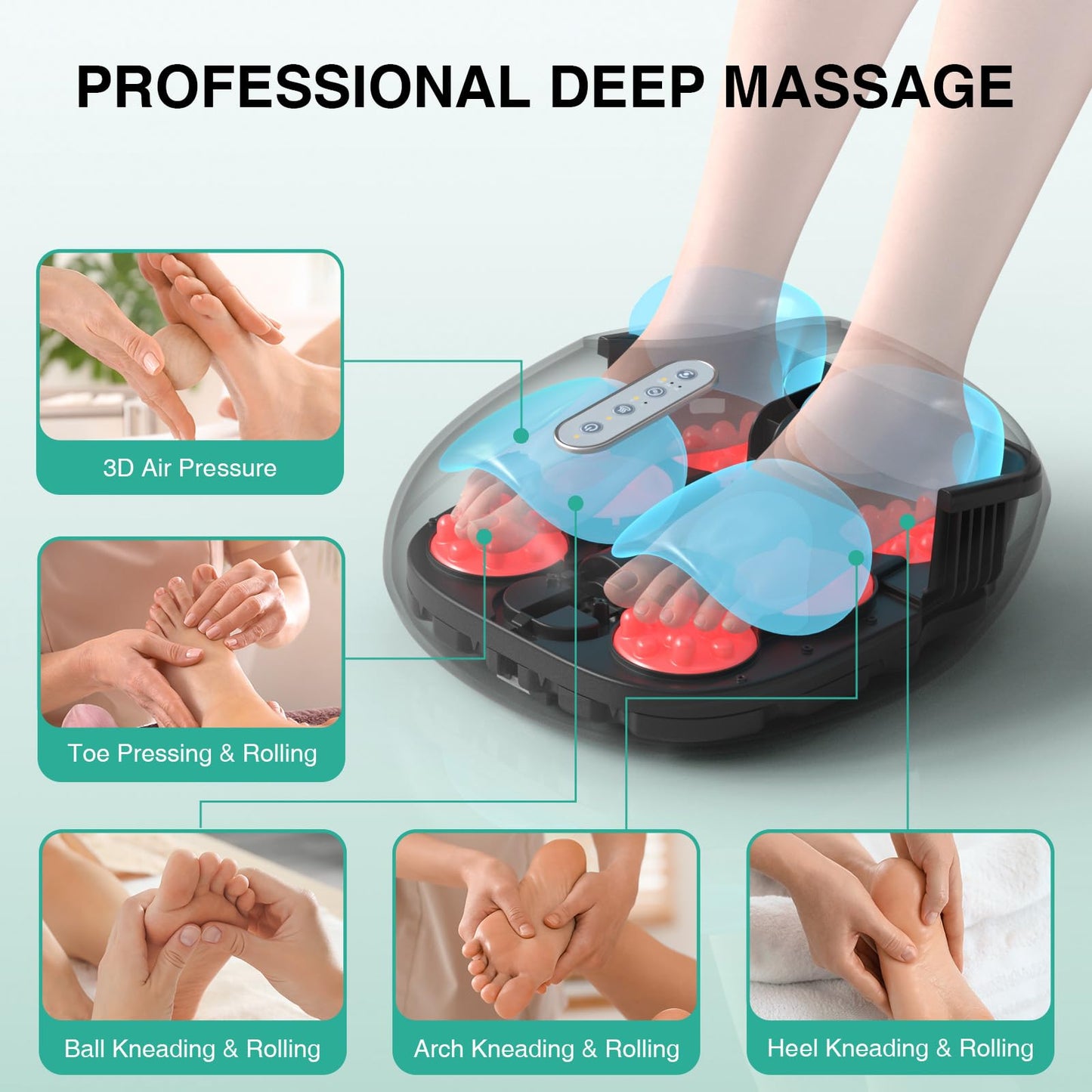 Medcursor Foot Massager with Heat - Shiatsu Deep Kneading, Delivers Relief for Tired Muscles and Plantar, Multi-Level Settings & Adjustable Intensity for Home, Gifts for Women Mom