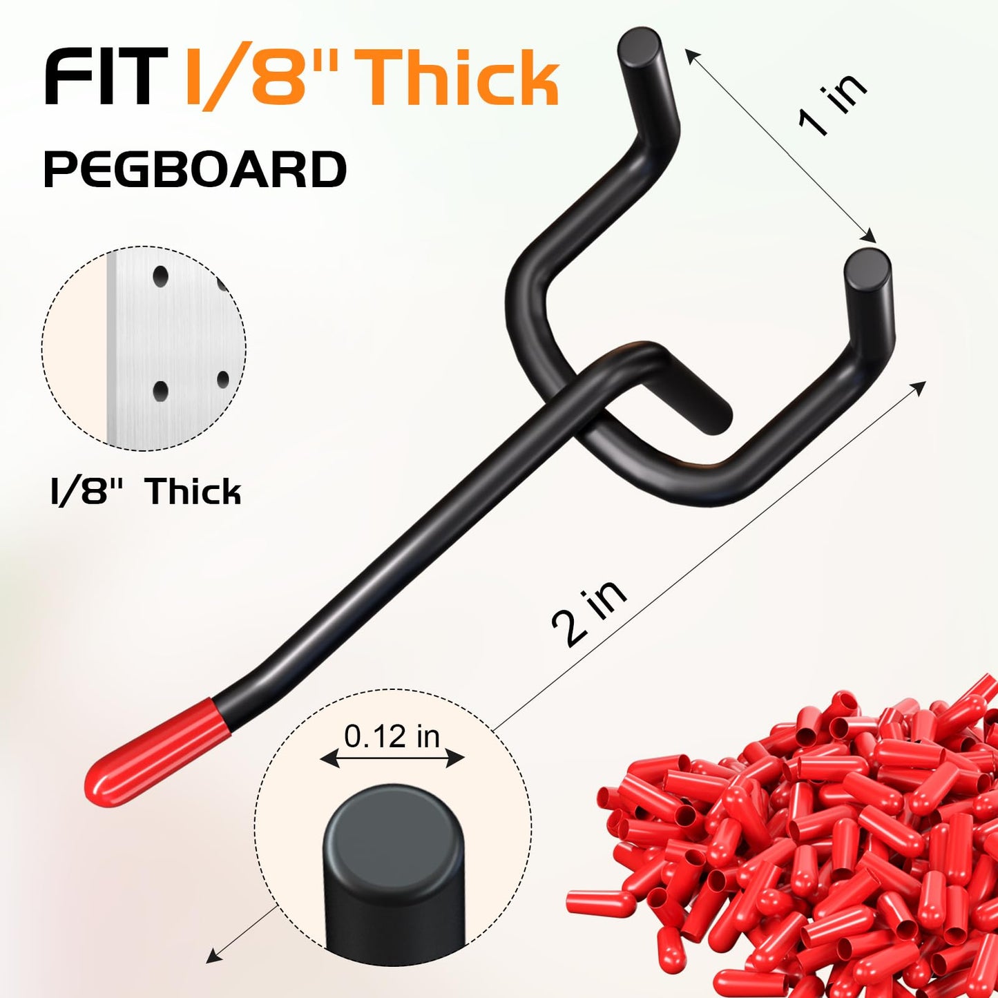 Onsski Pegboard Hooks for Hanging - Peg Board Organizer Accessories Fit New Metal Peg Board Storge Tool 2in 50Pcs