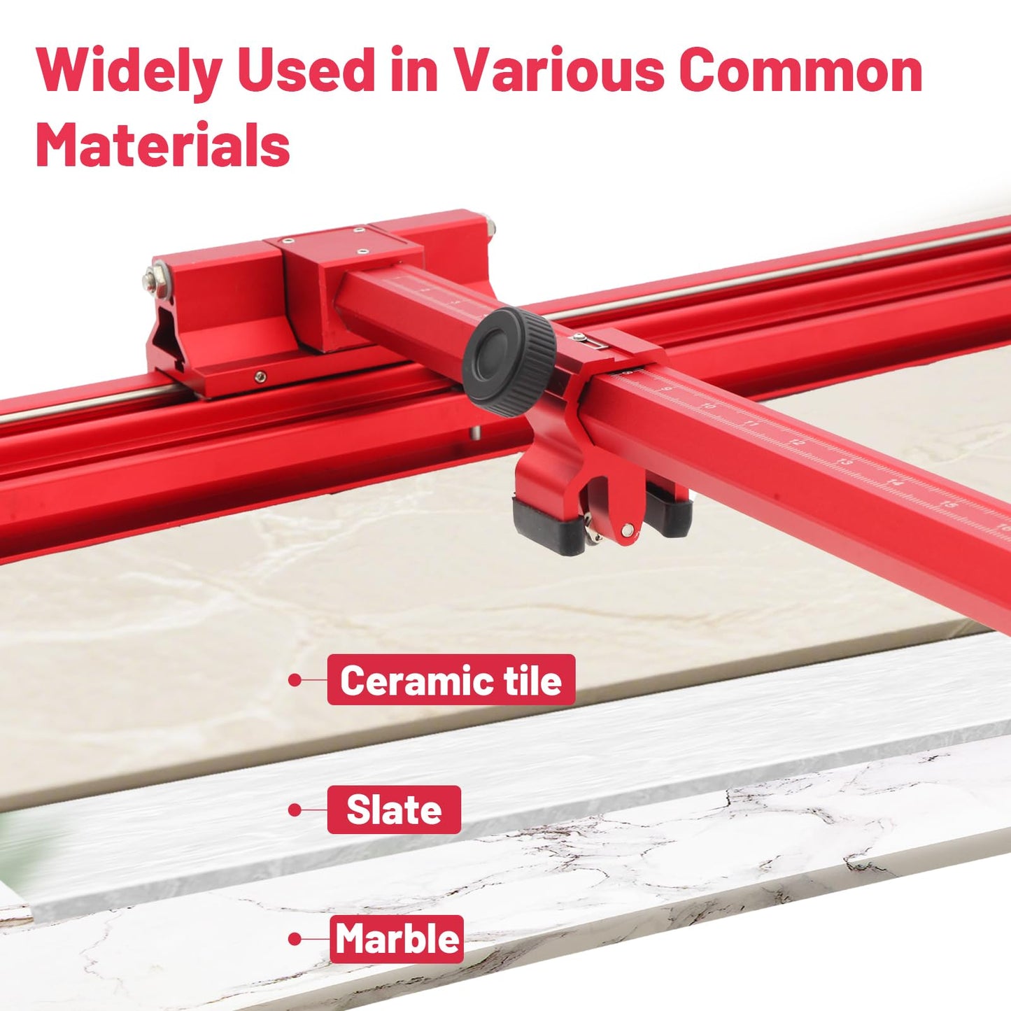 Red Manual Manual Tile Cutter –Professional Large Tile Cutter Tool – Portable 71" (1.8 m) Guide, Max Cutting Width 35.4" (90 cm), Ideal for Contractor