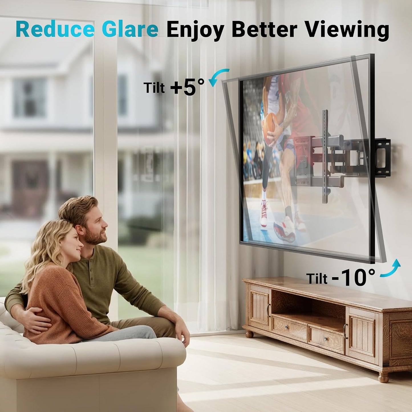 BONTEC 37-85 Inch 132lbs, 600x400mm, 16" Full Motion TV Wall Mount for TVs, Hold up to Max VESA Swivel Tilt Dual Arms