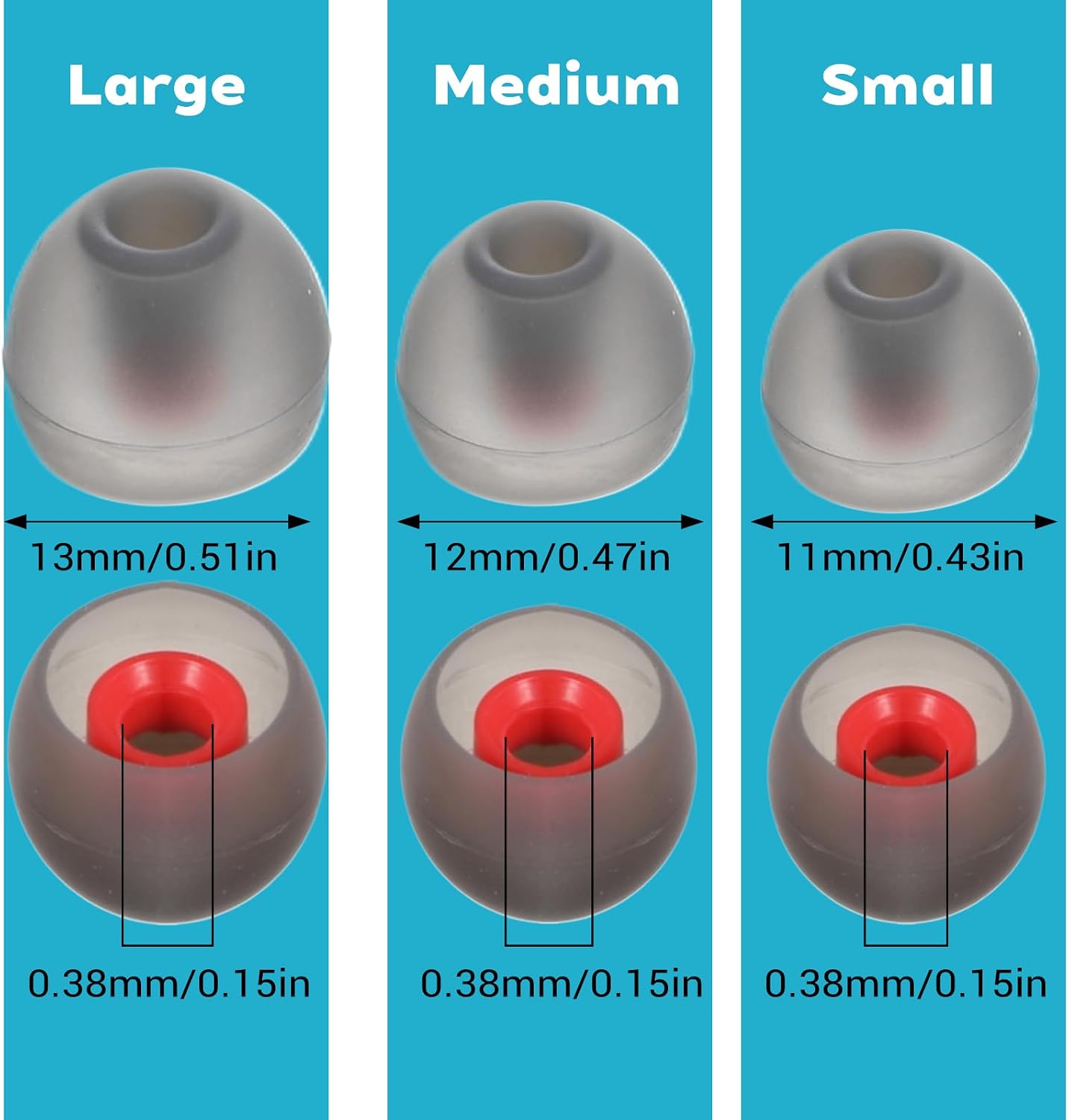 Josojoou 72Pcs 3 Earbuds(6 Earbud Replacement Tips Soft Silicone Earbuds Tips Sizes S/M/L Headphone Earbud Covers Fit