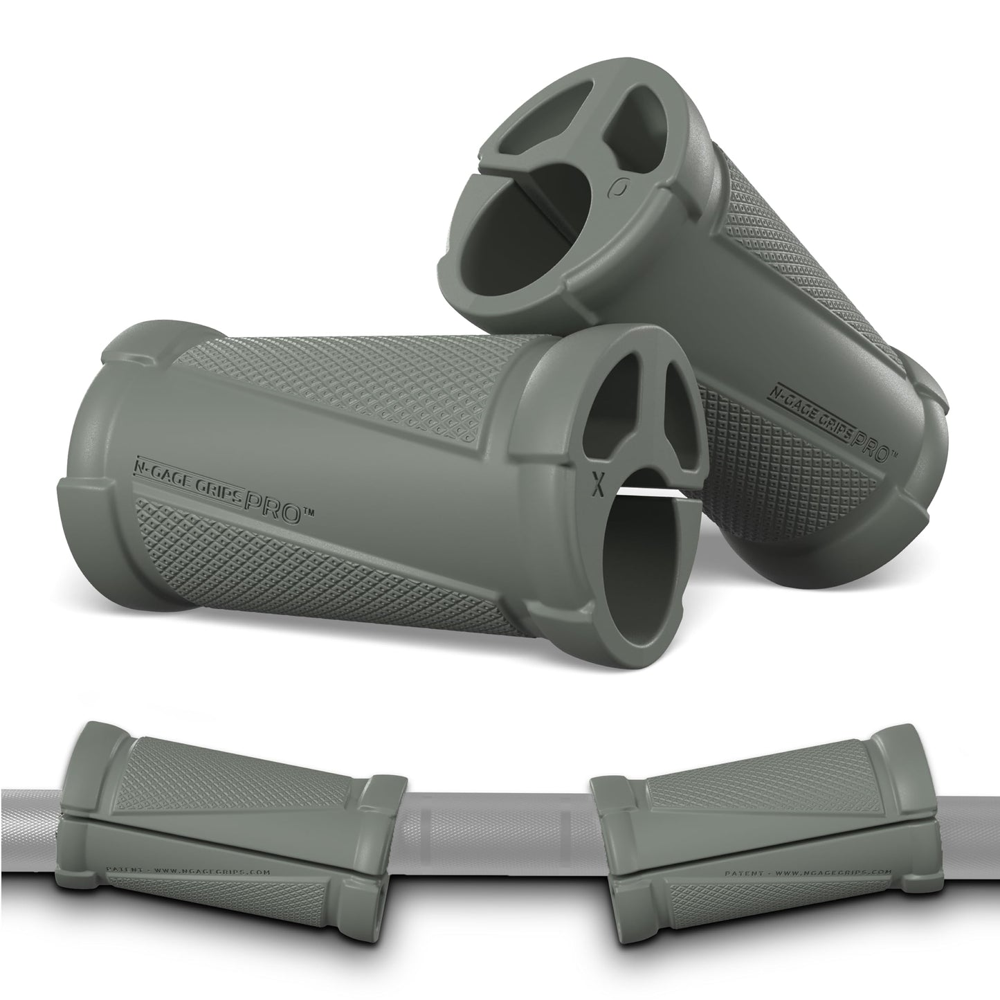 N-Gage Grips PRO – Patented Angled Barbell Thick Grips for Joint Support & Muscle Activation – Ergonomic Bar Attachments for Strength Training - Gym Accessories Manufactured in the USA (1 Pair)