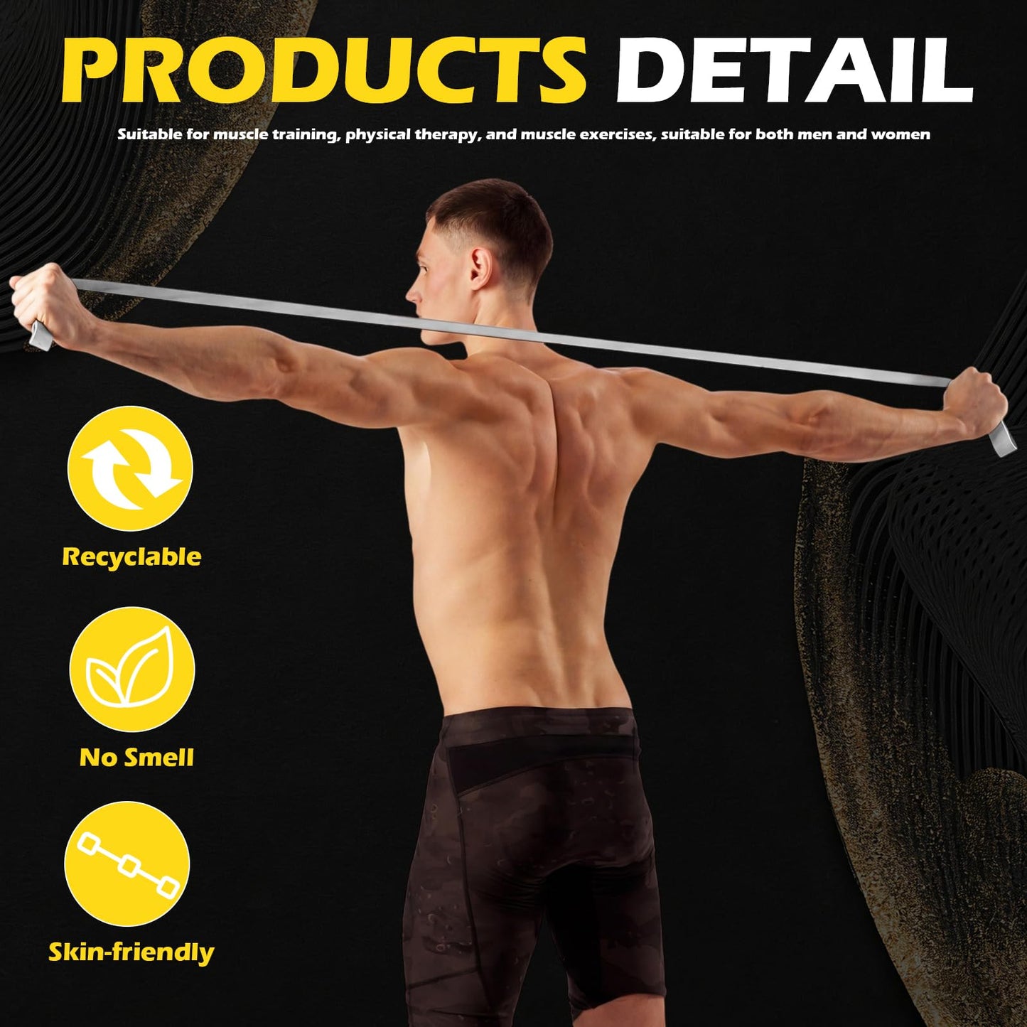 Seenelling 36 Pcs Resistance Bands Set, Elastic Workout Bands for Home Gym, Strength Training, Yoga and Physical Therapy, Exercise Loop for Men and Women (0.51 Inch,Gray)