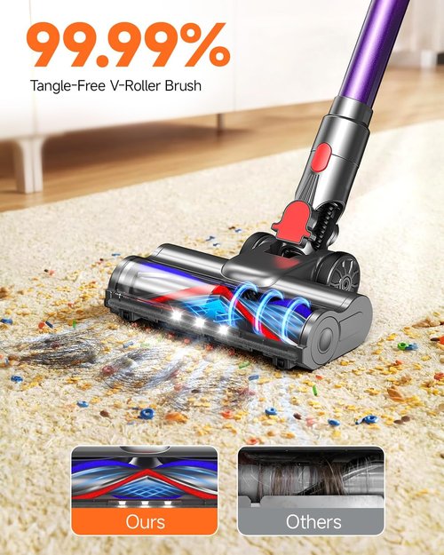FEPPO Cordless Vacuum Cleaner - Powerful 70-Minute Runtime, Touch Screen, Self-Standing | Ideal for Hardwood Floors, Carpets & Pet Hair