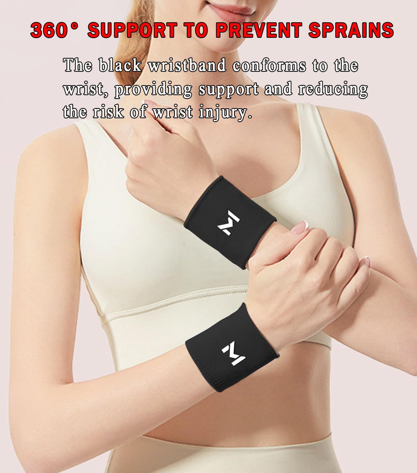 FVVWVV 2 Pairs Wrist Compression Sleeve, Black White Elastic Wristbands, Soft Wrist Support Brace for Tendonitis, Arthritis, Sprains Pain Relief, Great for Fitness, Sports, Daily Use
