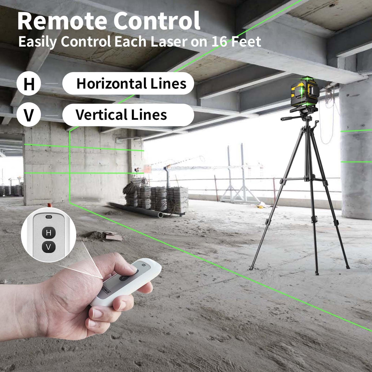 IKOVWUK 4x360° Laser Level Pro Kit, Self-leveling Tool for Construction, Tiling Floor & Picture Hanging, 4D Cross Line Laser Level with Fine-tuning Bracket, 16 Lines Laser level with 2*4000mAh Battery