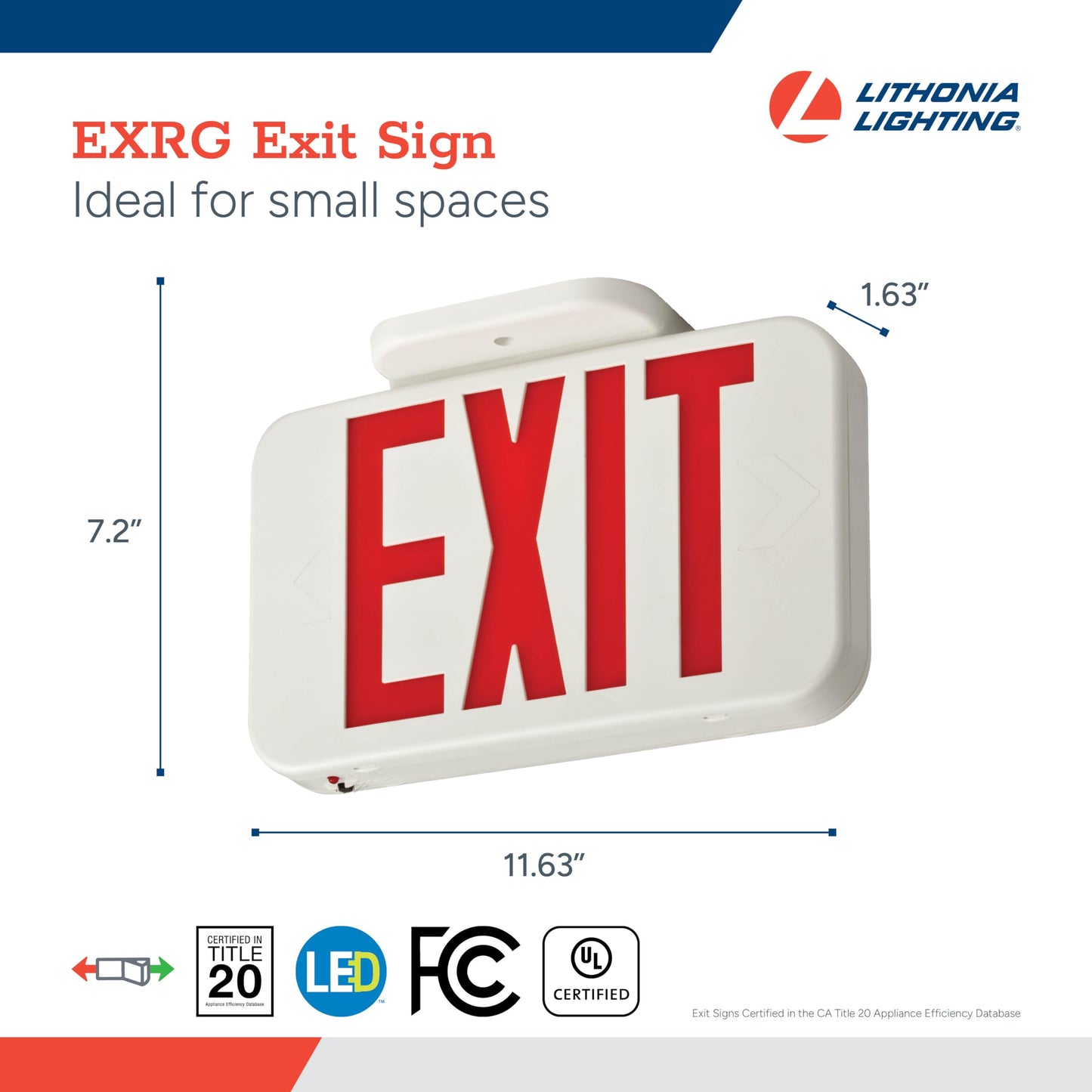 Lithonia Lighting Single-Sided LED Exit Sign, Thermoplastic Construction, Switchable Red and Green Colors, Ni-MH Backup Battery, Includes Extra Faceplate, White (EXRG EL M6)