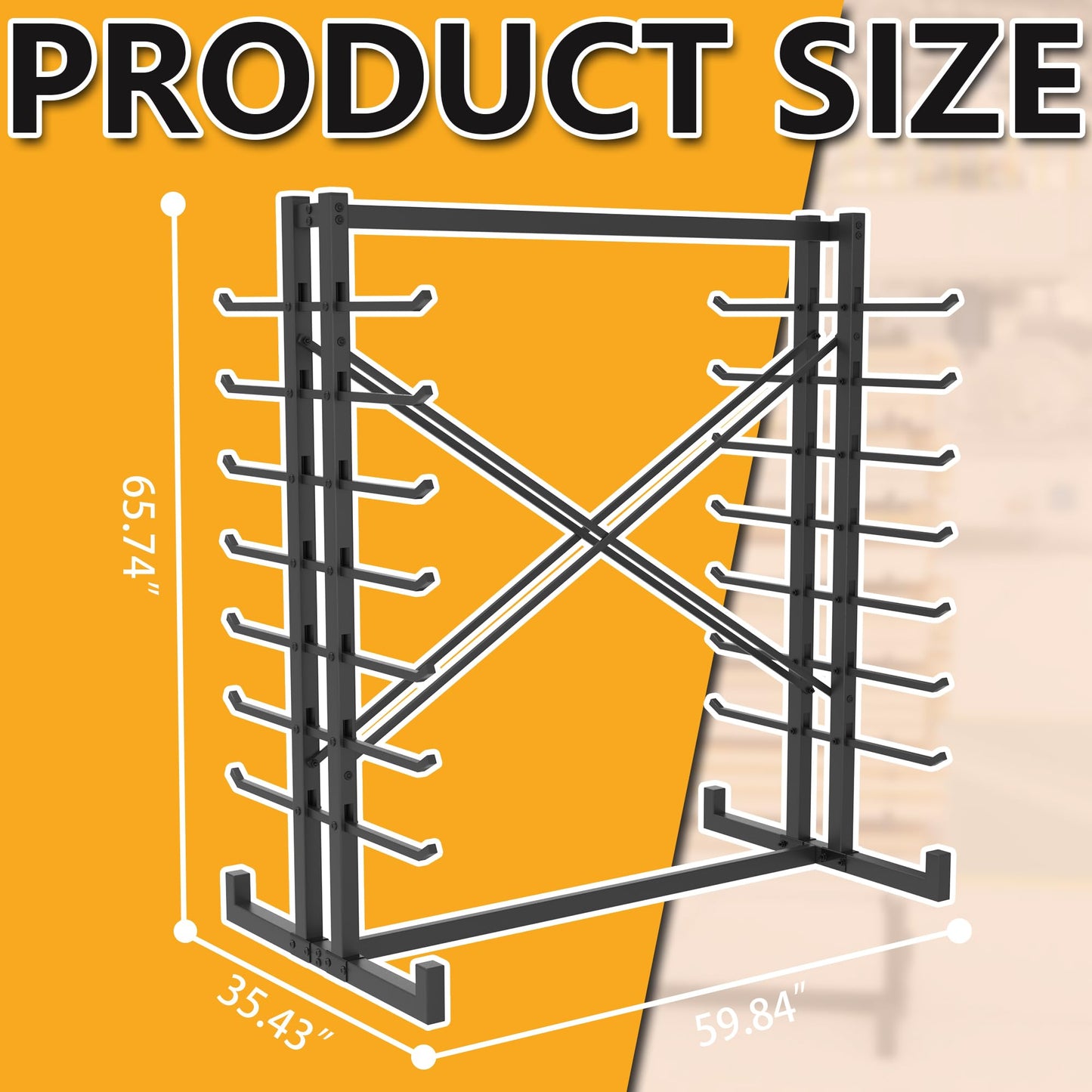 UODENGA 7-Tier Steel Storage Rack,Detachable Lumber Storage Rack,Load 2000 Lbs Heavy Organizer Shelf for Garage Shed Basement(No Wheel)
