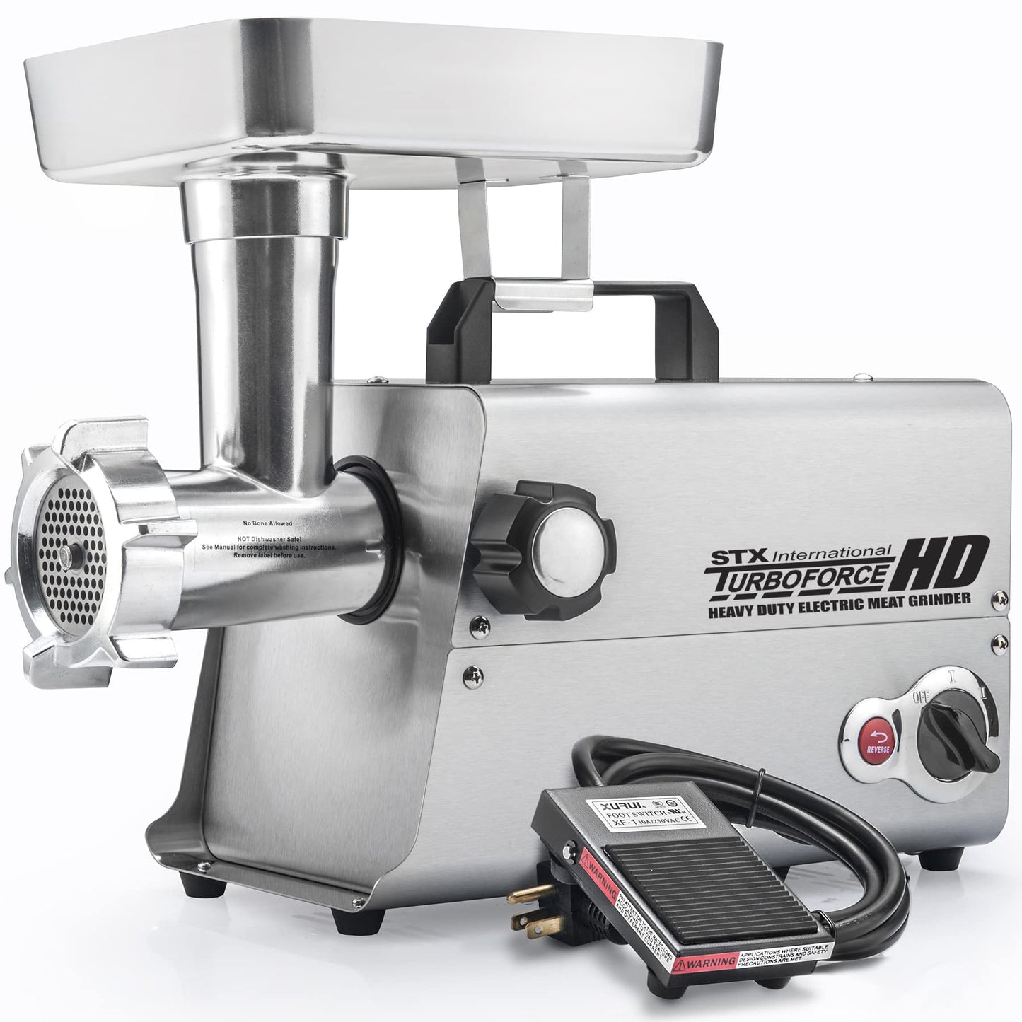 STX International Turboforce HD (Heavy Duty) 3500 Series 6-in-1 Electric Meat Grinder | Sausage Stuffer | Kubbe Maker | Foot Pedal | 5 Grinding Plates | Stainless Steel Blades & More Included