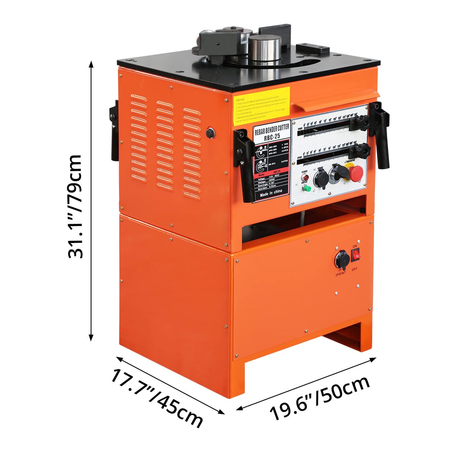 Electric Rebar Bender & Cutter Machine Rebar Steel Bender 1''/25 mm Max Rebar Diameter, Bending Machine For Bending Rebar, Steel Bar, Steel Rod (1600W Rebar Bender and Cutter)
