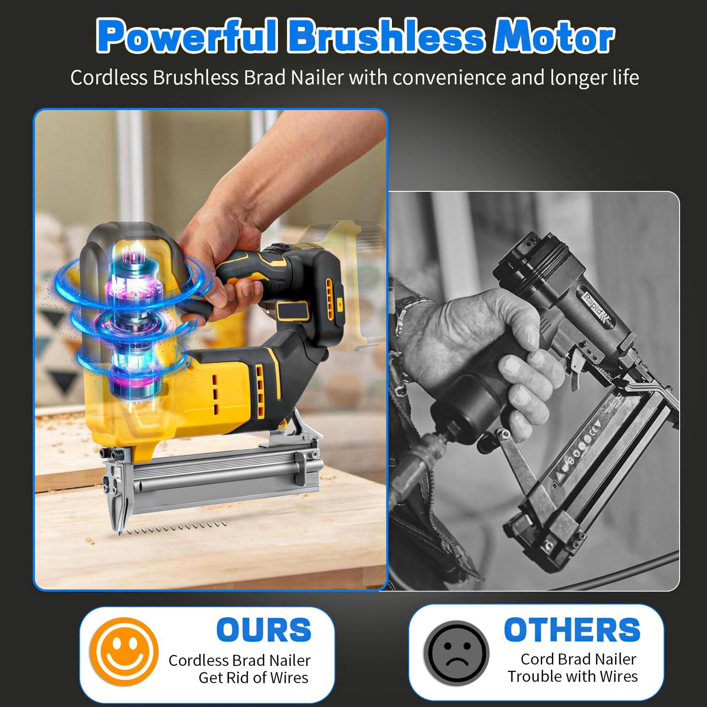 18 Gauge Cordless Brad Nailer & Staple Gun for Dewalt 20V MAX Battery, 2-in-1 Battery Powered Electric Nail Gun with 1000 Nails for Woodworking, DIY, Framing & Home Improvement (No Battery)