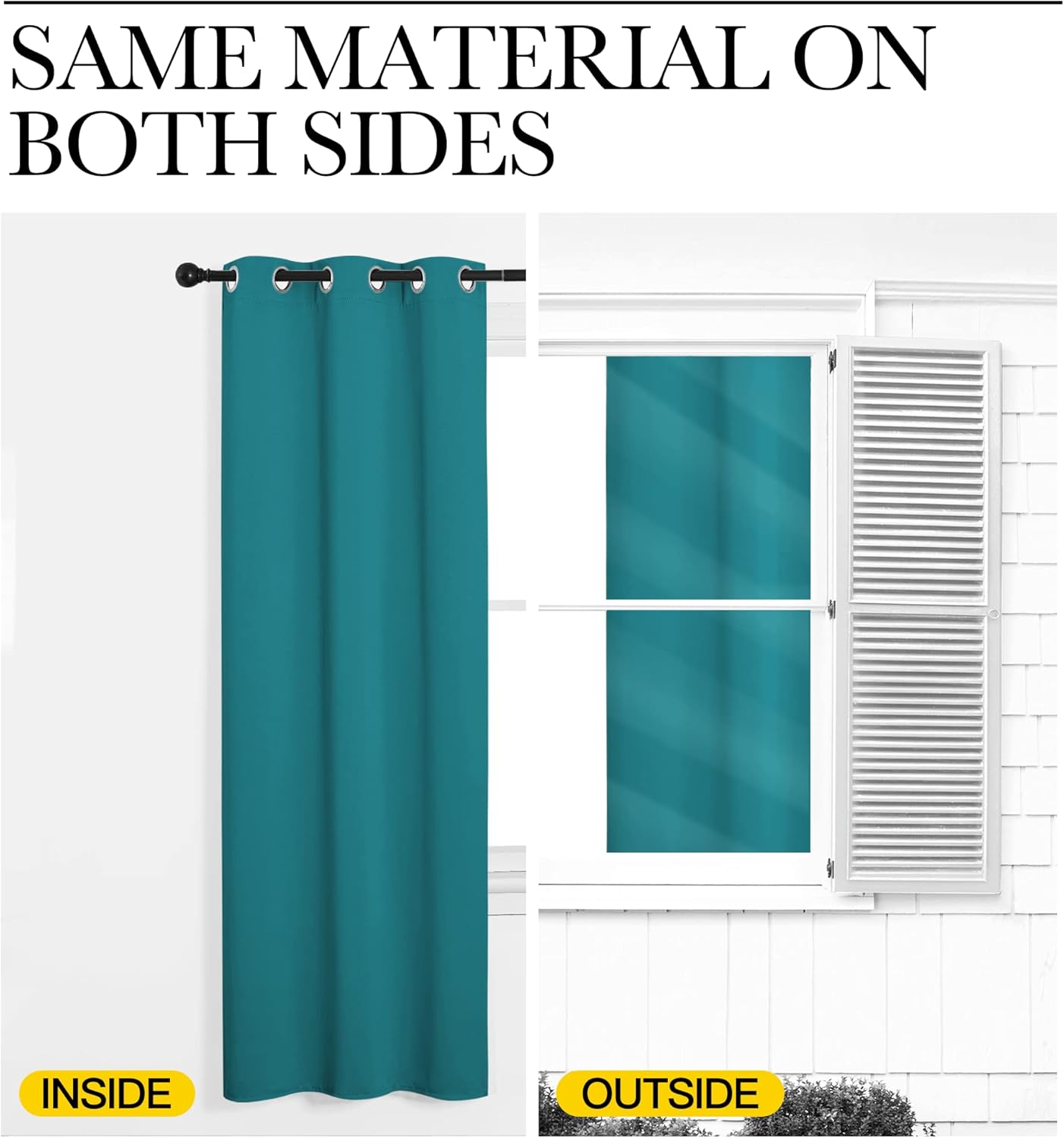 NICETOWN Room Darkening Curtains - Thermal Insulated Grommet Blackout Panels, Peacock Teal, 40" Length, 2 Pieces