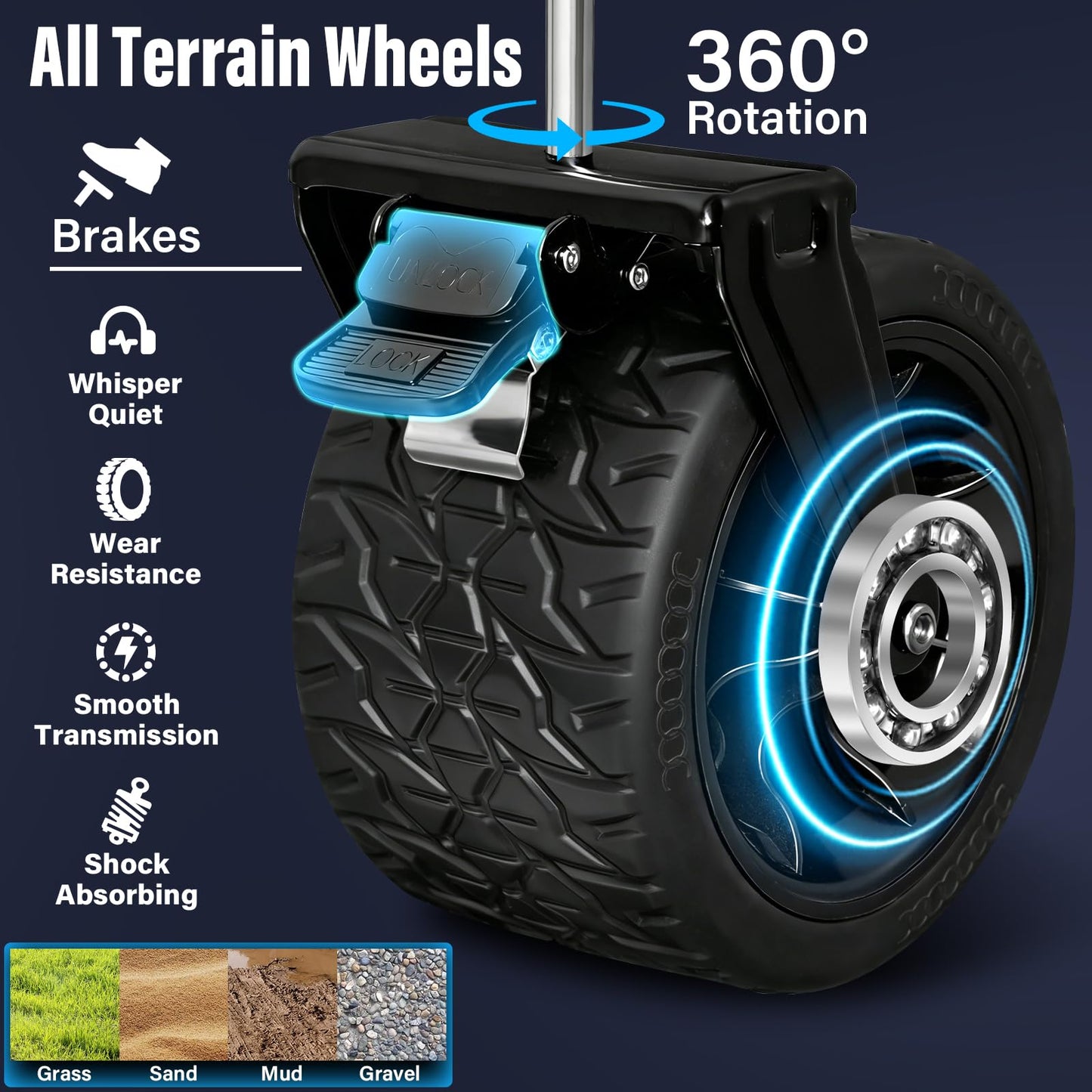 Collapsible Wagon Cart, 650lbs Capacity 300L Folding Utility Wagon with All-Terrain Wheels & Brakes, Heavy Duty Foldable Beach Cart for Groceries, Camping, Sports, Shopping