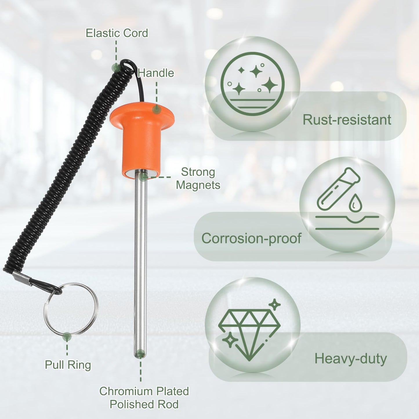 YELARXI Gym Pin, Weight Stack Pin Strength Training Lifting Equipment Replacement with Pull Rope 0.3 x 4.9 Inch & Orange -Fitting for (Home/Gym/Club/Machine Insert Accessories)
