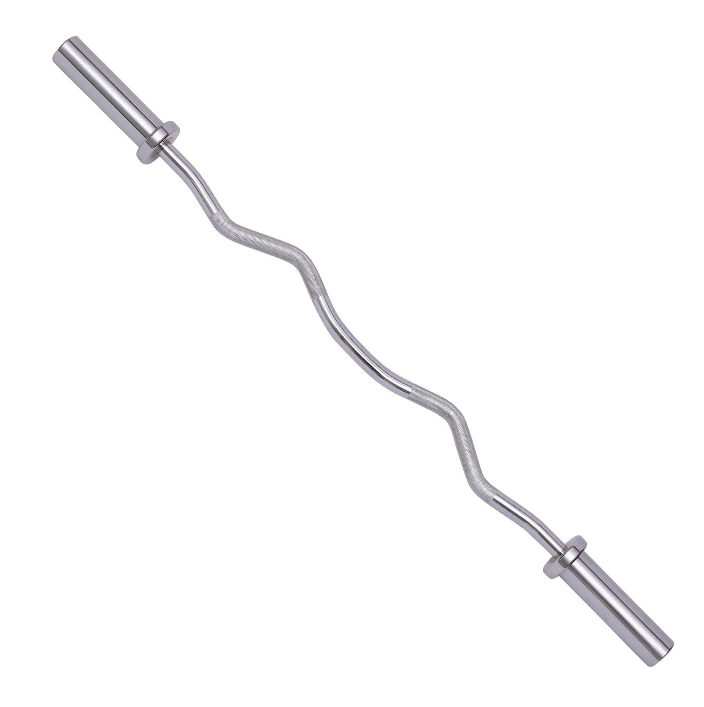 Signature Fitness Powergainz Standard Olympic Super Curl Barbell Curl Bar Threaded Curl Bar, 48 inch, Chrome
