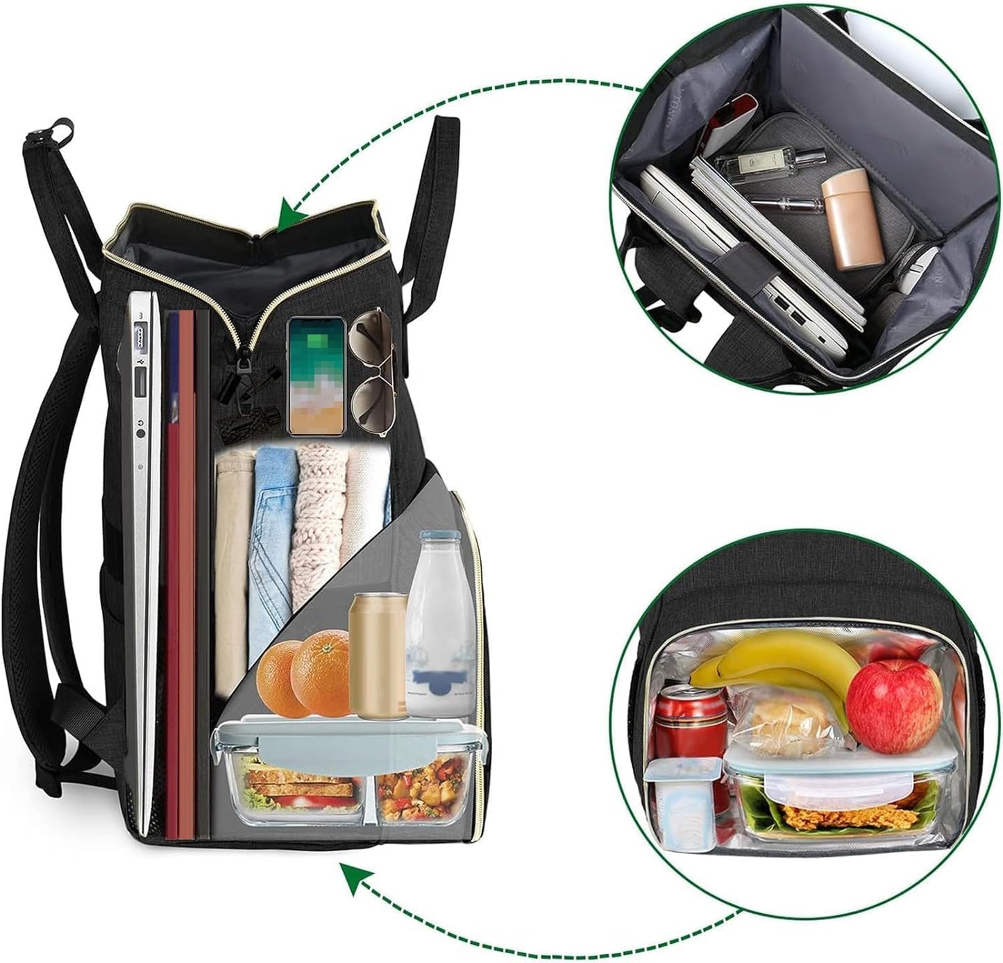 Backpack Backpack 15.6 Inch Commuter MATEIN Lunch for Women, Insulated Cooler Lunch Bag for Men, Leakproof Laptop