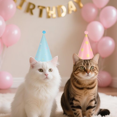 6Pcs Birthday Hats for Dog/Cat, Cute Dog Party Hats with Pom Poms Mini Party Hat Adjustable Mini Cat Birthday Party Hat for Kittens Rabbits Small Animals