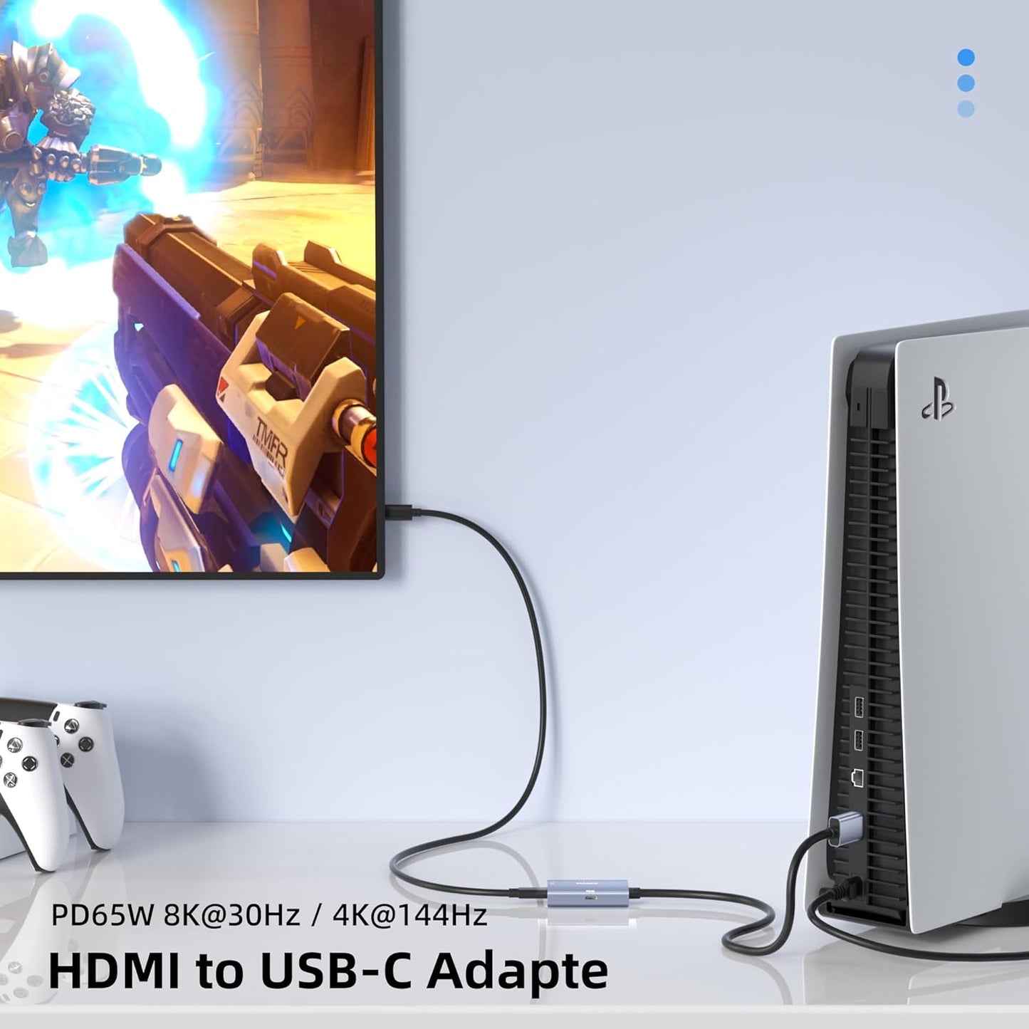 Maqze 8K@30Hz 2.1 4K@144Hz, 0.5m 65W PS5, HDMI to USB-C Adapter, Graphene Cable with PD Charging,HDMI Male to Type-C