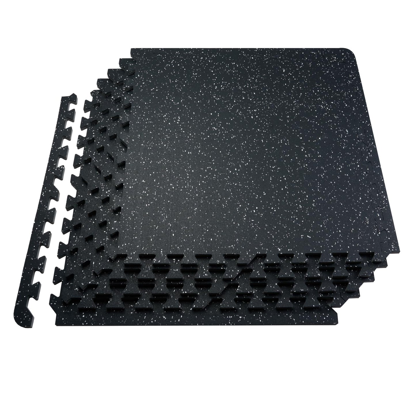 VEVOR 0.56In 100sq.ft 25 Tiles Gym Flooring for Home Gym, Rubber Top with High Density EVA Foam, 25" x 25" Gym Floor Exercise Equipment Mats, Interlocking Gym Mats, Puzzle Workout Mats, Black & White