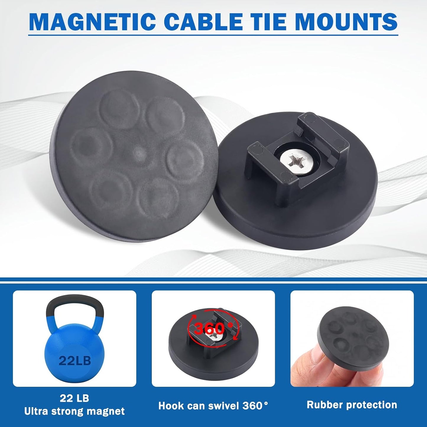 15 50 20 Organization(43mm 85 Magnetic Cable Zip Tie Mounts, Pcs Heavy Duty Magnet Wire Holder Automotive Multipurpose