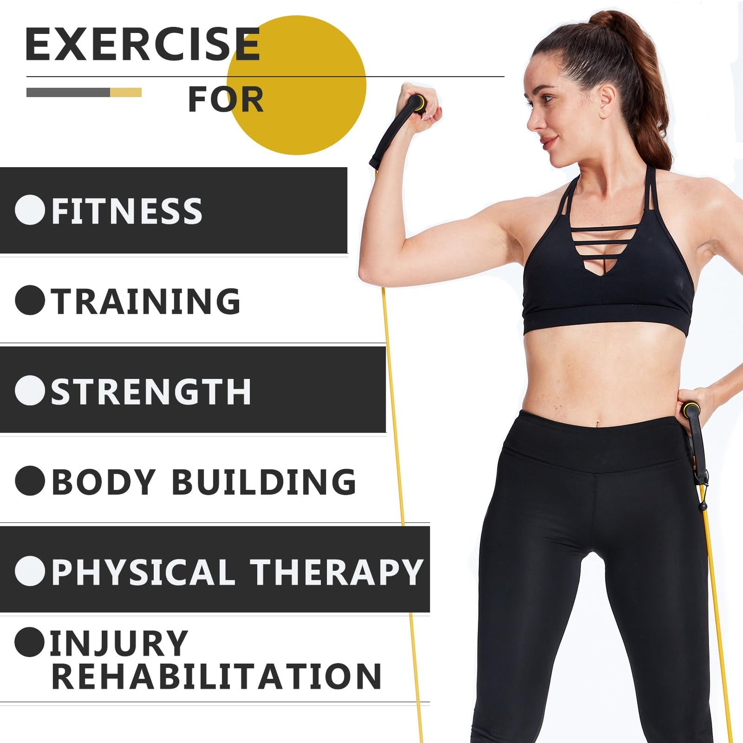 3 PCS Resistance Exercise Band with Handles, Exercise Bands with Handles, Workout Bands Resistance for Men or Women, Arm Bands for Workout-Door Anchor and Starter Guide Included